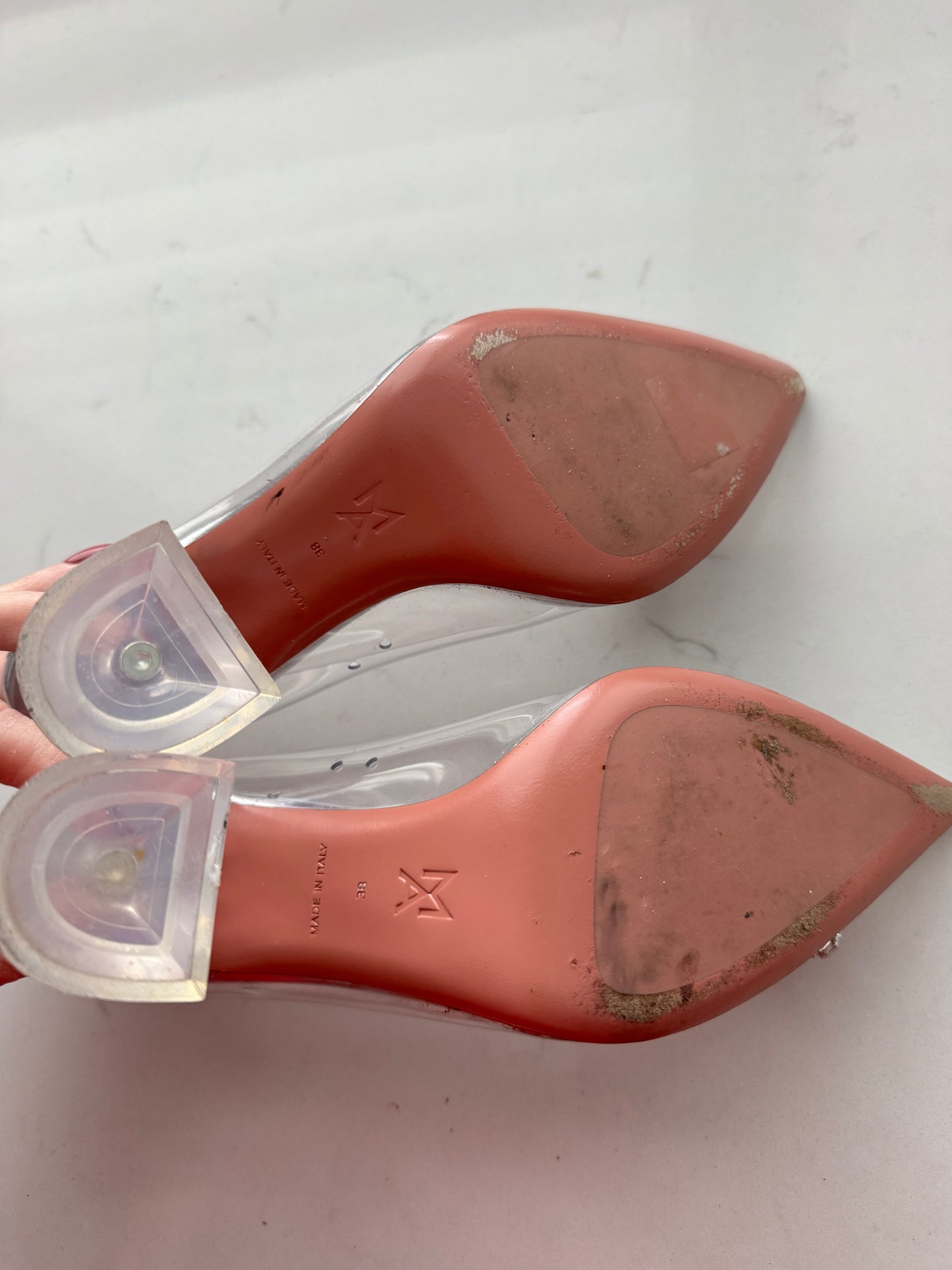 Amina Muaddi Transparent Rosie Glass Pumps Size: 38 (Pre-Loved)