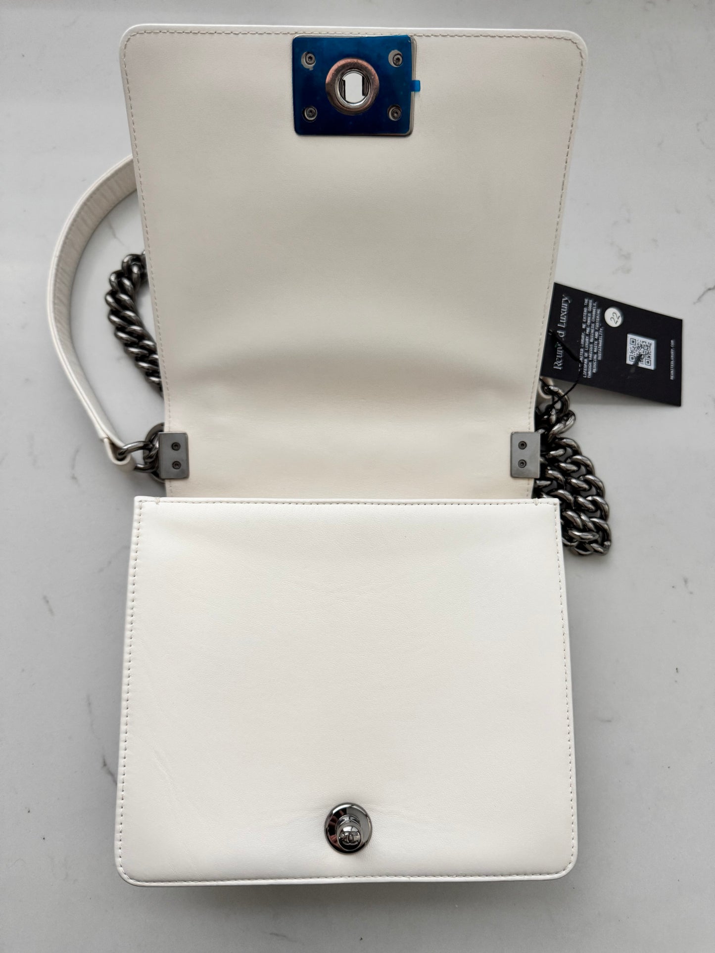 CHANEL No. 5 Graffiti White Boy Bag (Pre-Loved)