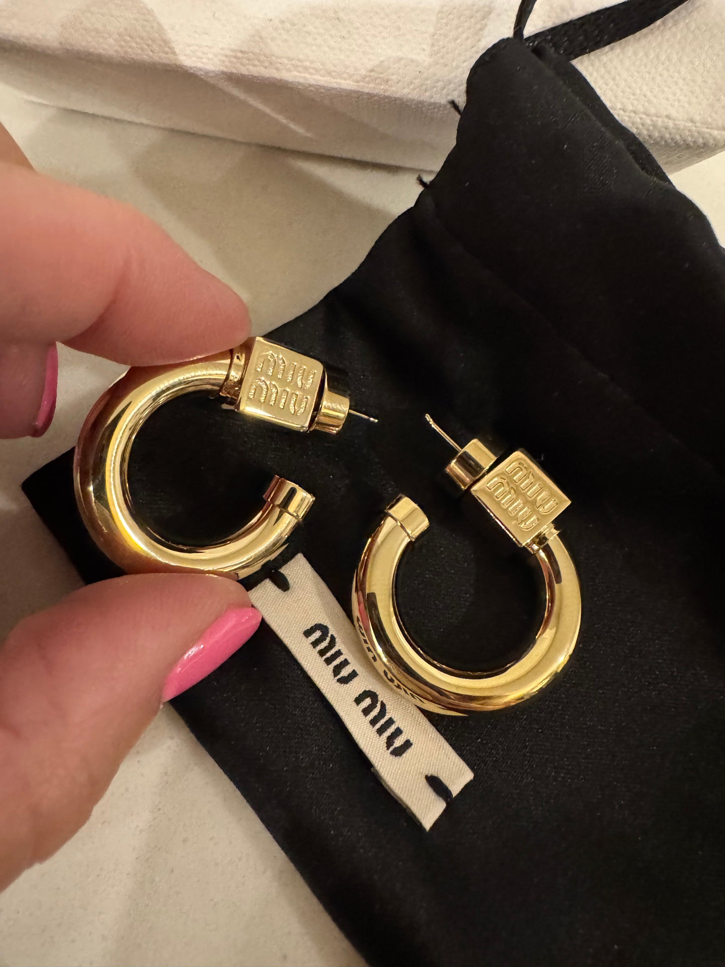 MIU MIU Gold-tone metal polished finish hoops