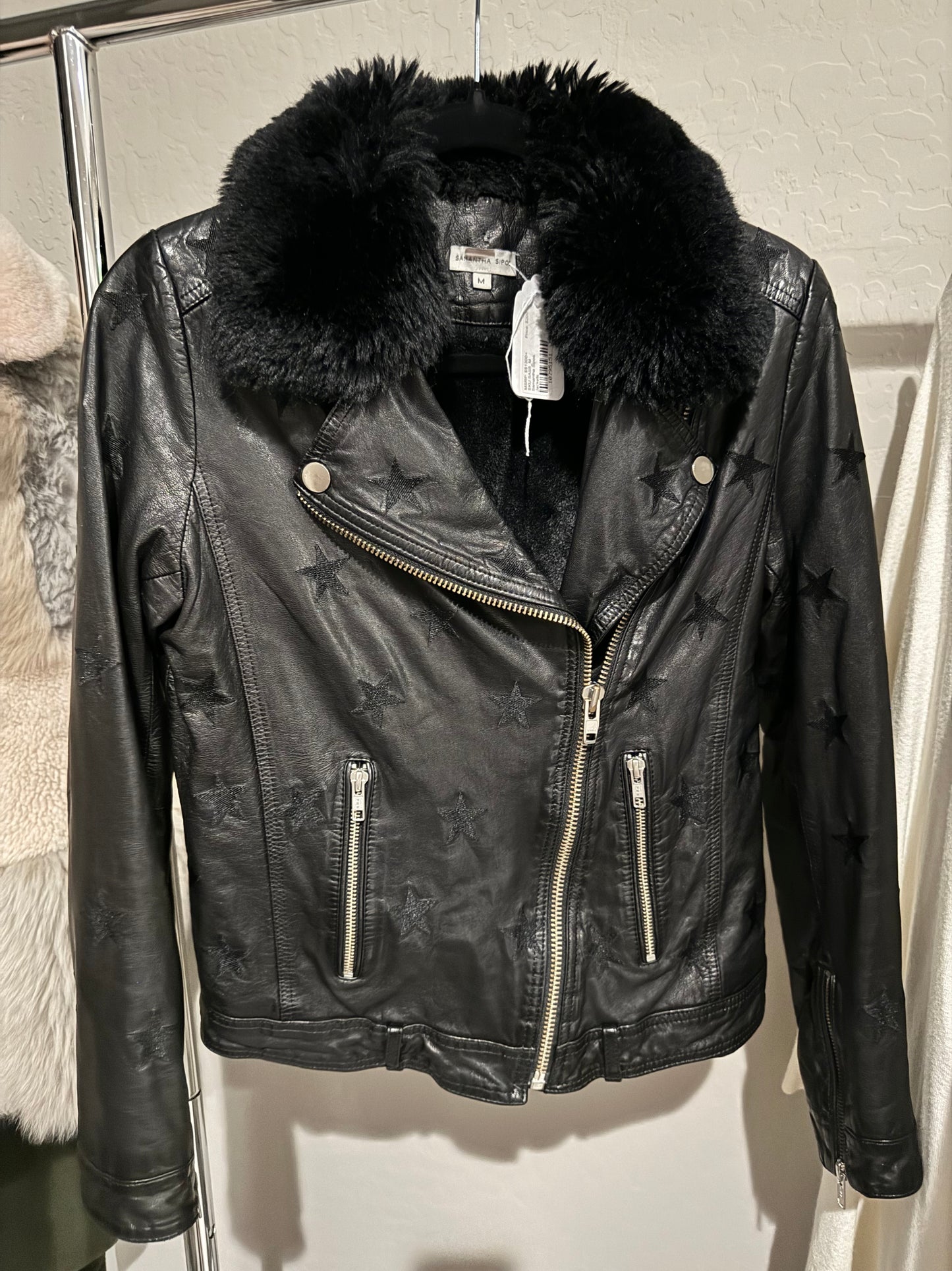 Samantha Sipos - Black Seeing Stars Faux Fur Jacket (Pre-Loved) Size: M