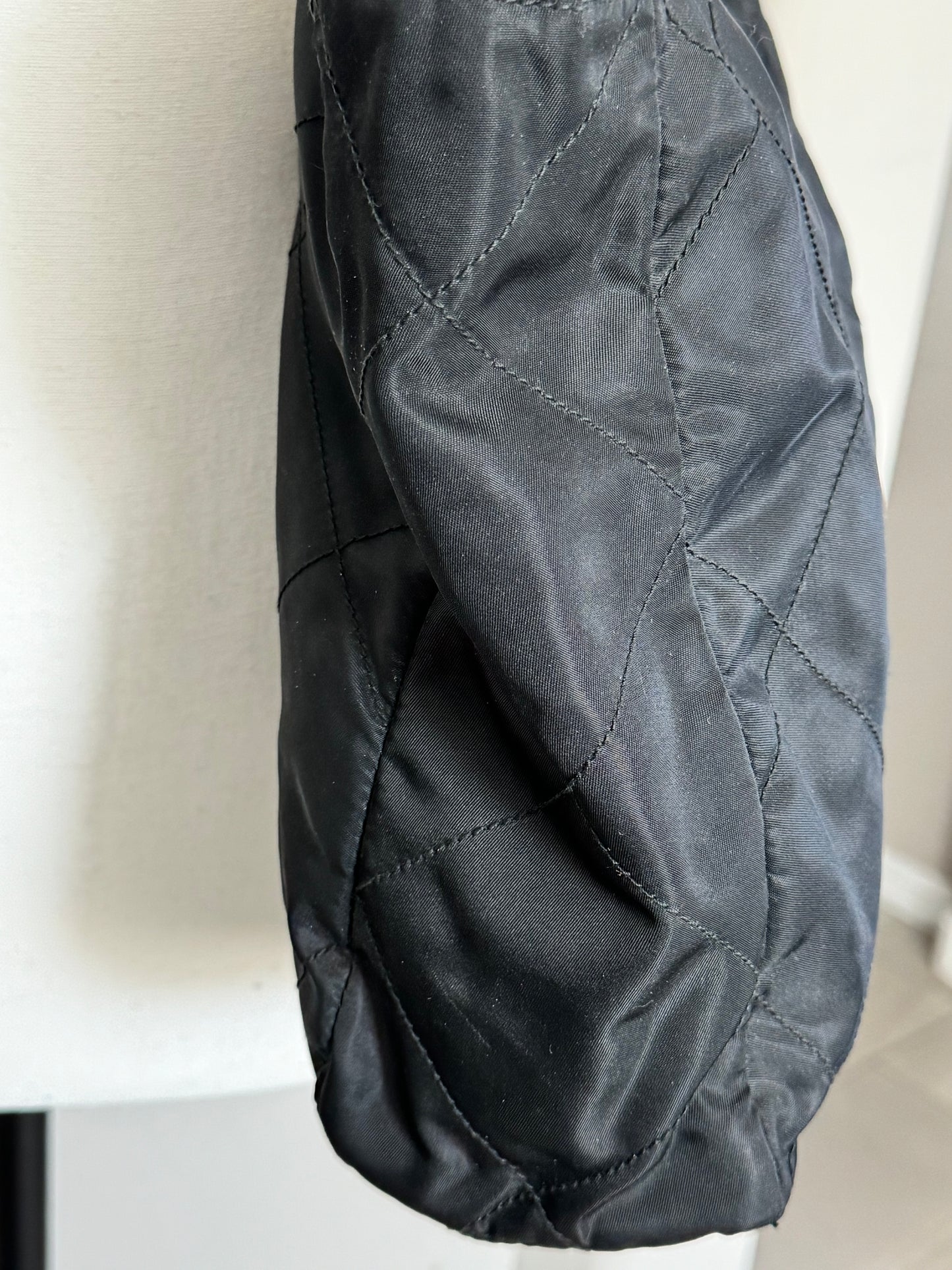 PRADA Black Nylon Tessuto Chain Shoulder Bag with Gold Hardware (Pre-Loved)