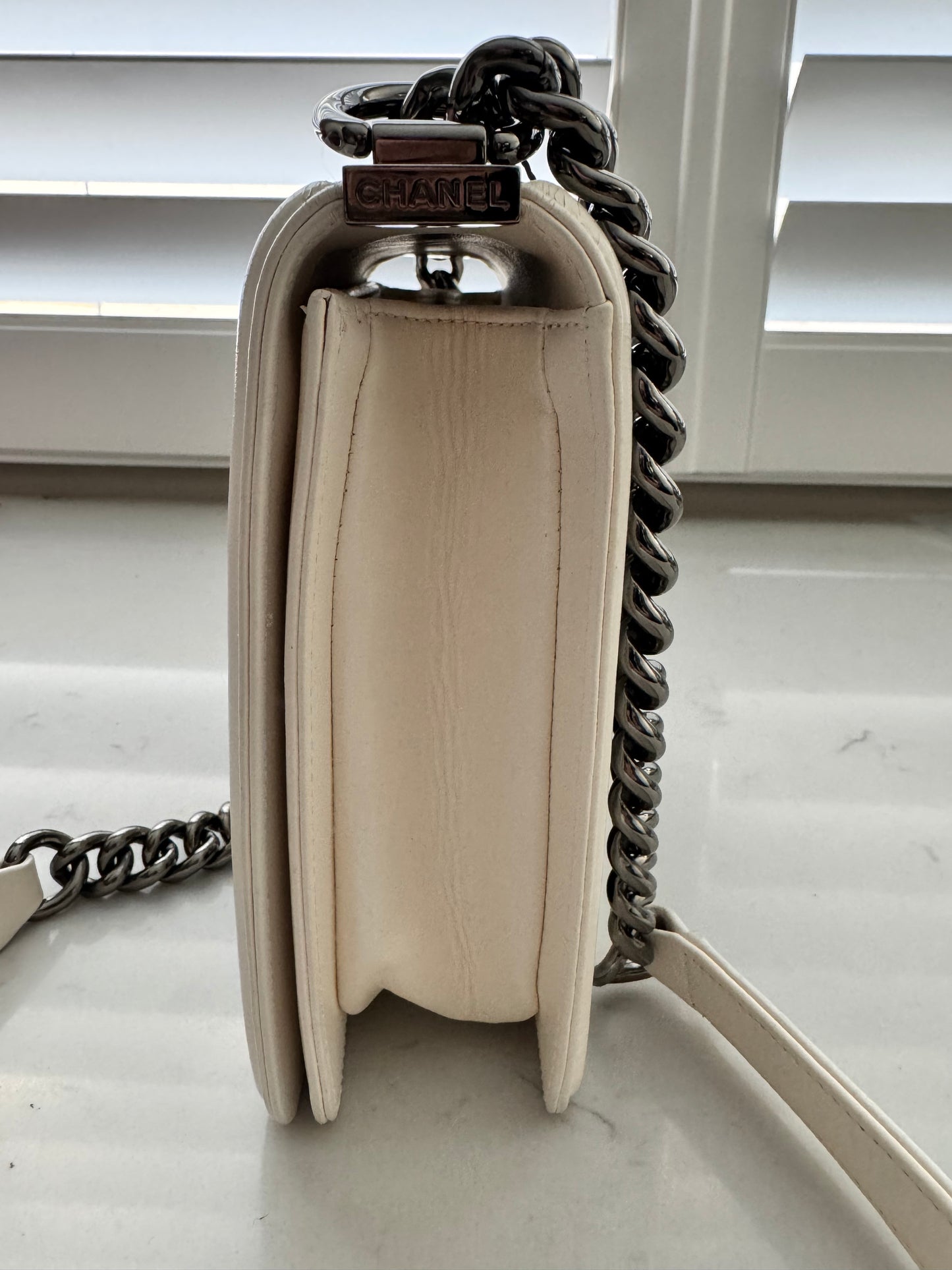 CHANEL No. 5 Graffiti White Boy Bag (Pre-Loved)