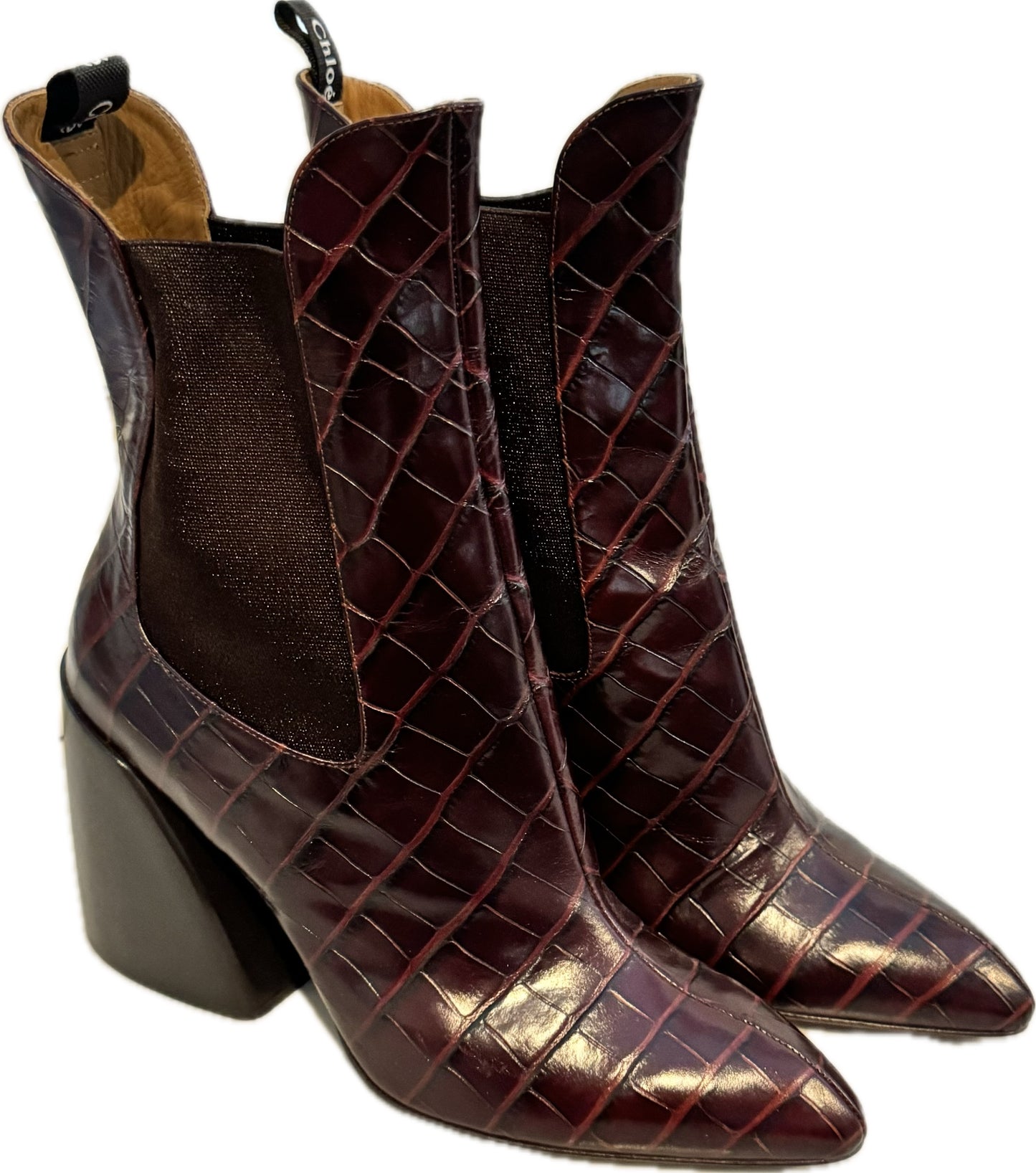 CHLOE Crocodile Embossed Boots (New) Size: 40