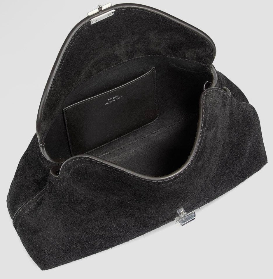 TOTEME T-Lock Suede Top Handle Bag Black NWT