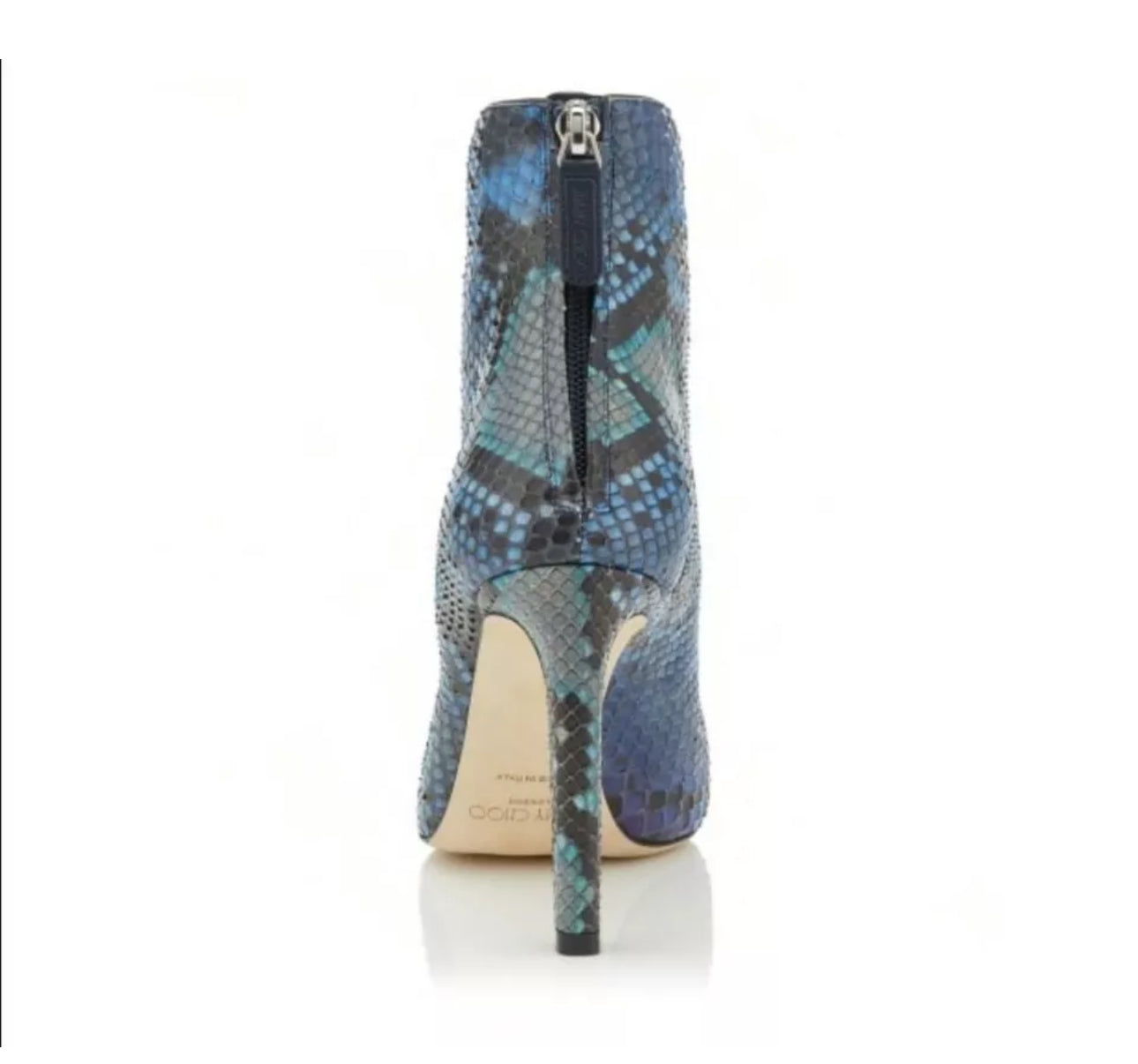 JIMMY CHOO Bowie 100 Python Booties with Plexi Insert Size: 37 (New)