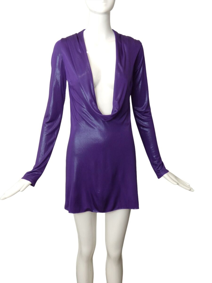 Versace Purple Runway Short Dress w/ built in Bodysuit Size: 48