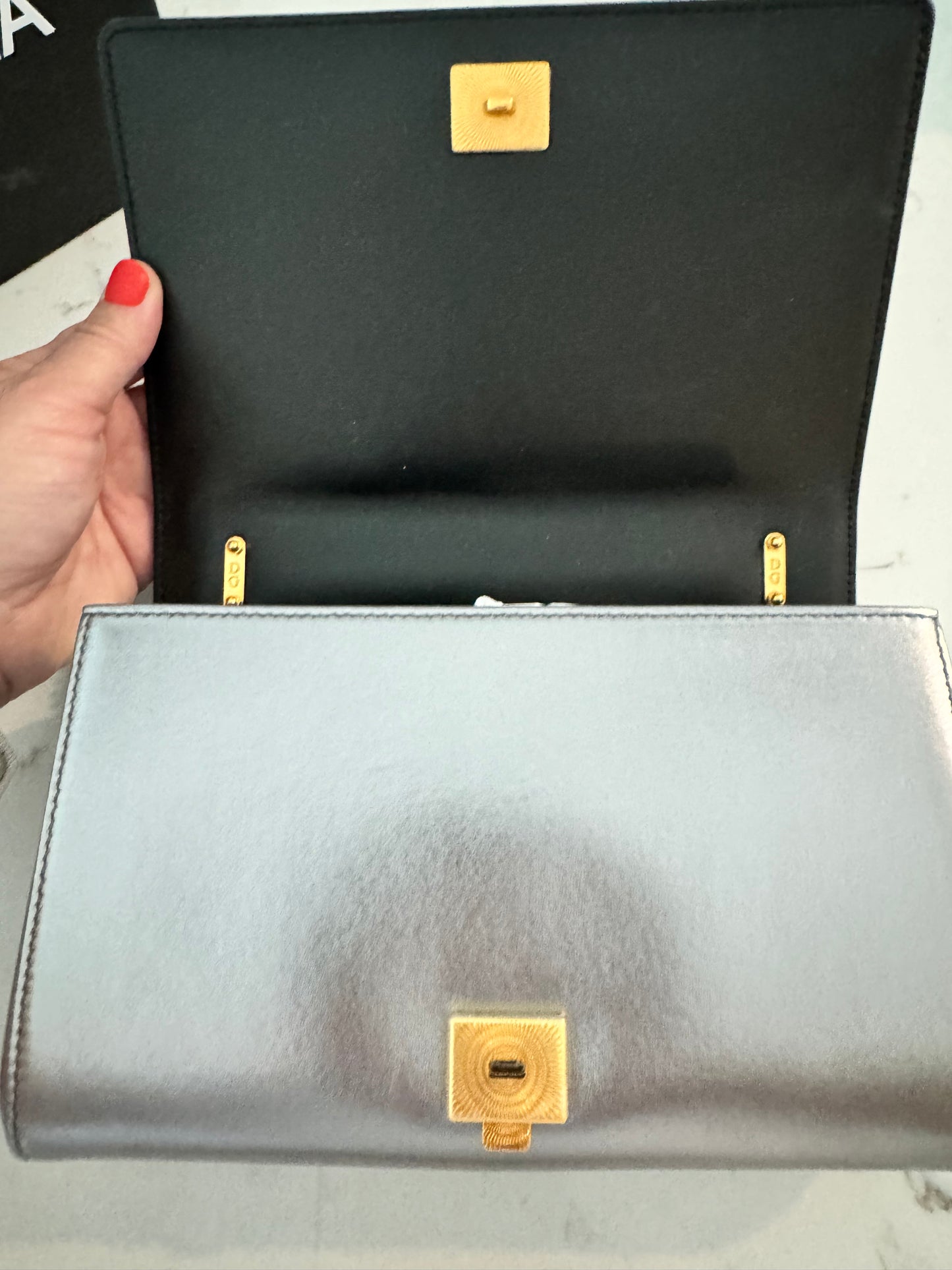 DOLCE & GABBANA Medium Devotion Cross-Body Bag in Metallic Grey (New Full Set)
