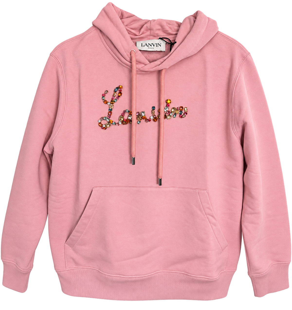 Lanvin Pink Jeweled Logo Hoodie | Size Medium | NWT | $1150