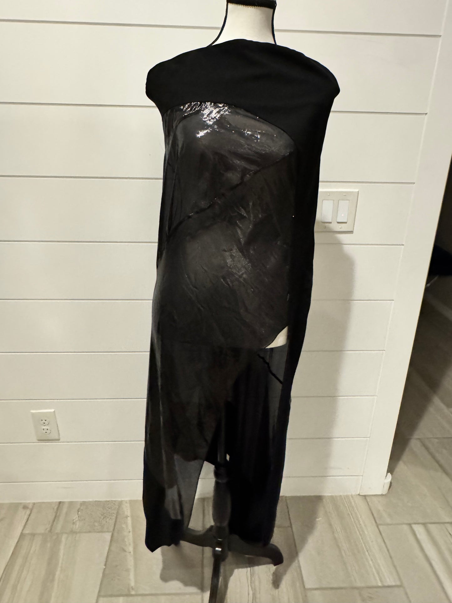 MUGLER Lacquered Asymmetric Strapless Silk NWT Blend Gown Size: 44 NWT