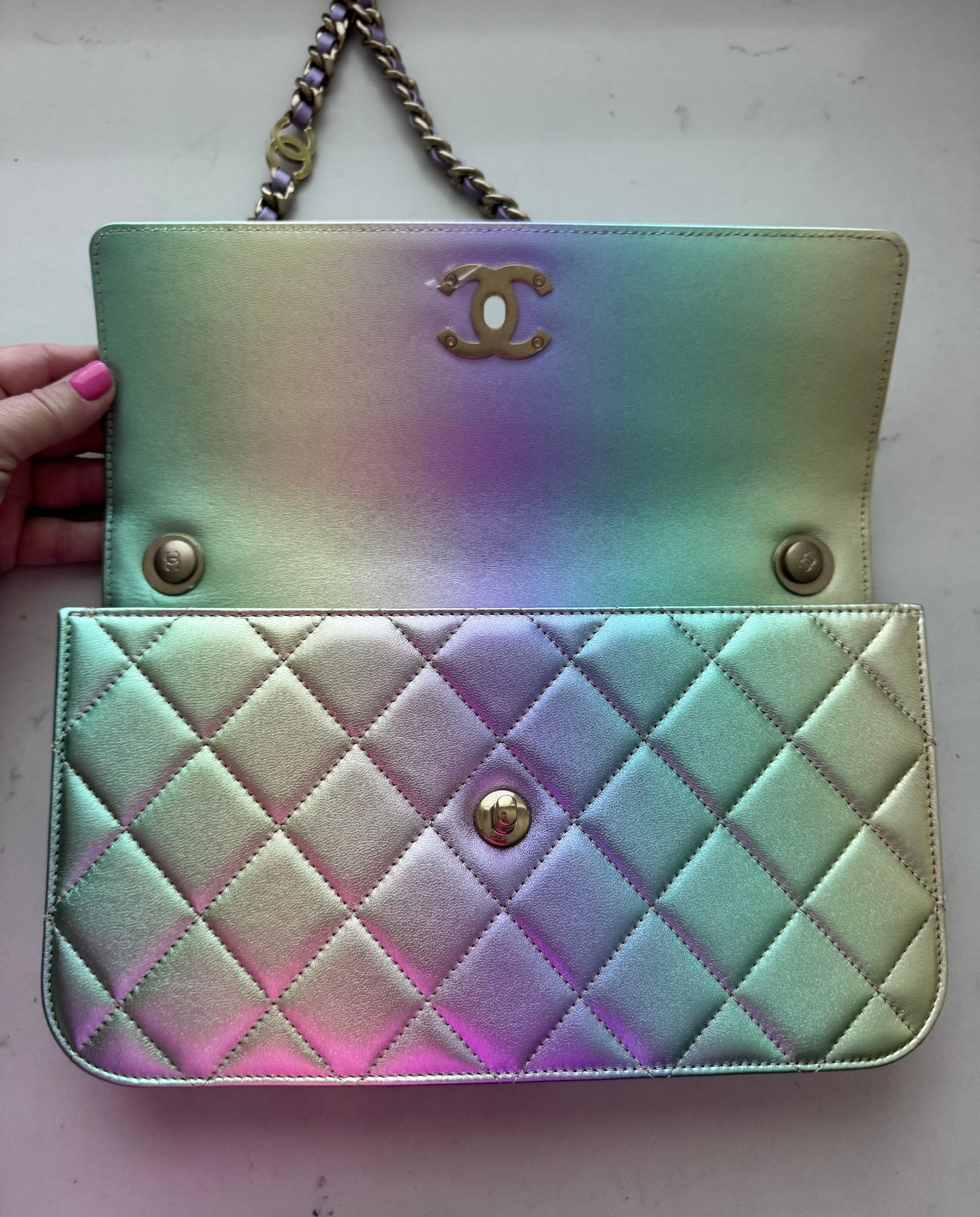 CHANEL 2024 Large CC Flap Bag (Rainbow)