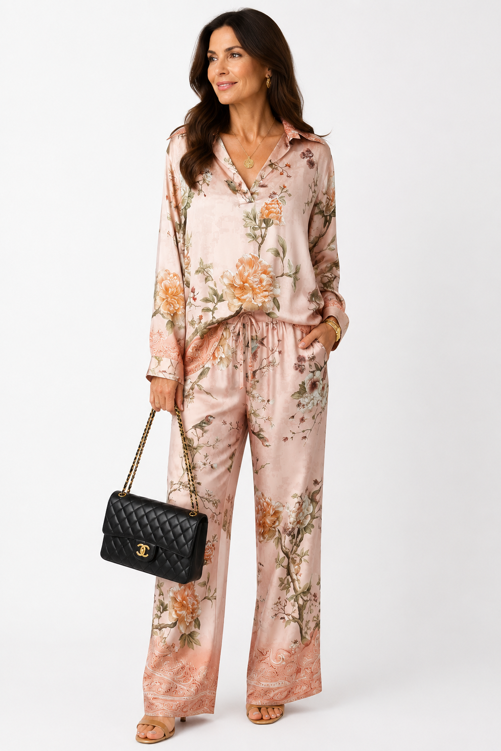 Lola Pink Floral Viscose | Silk Set