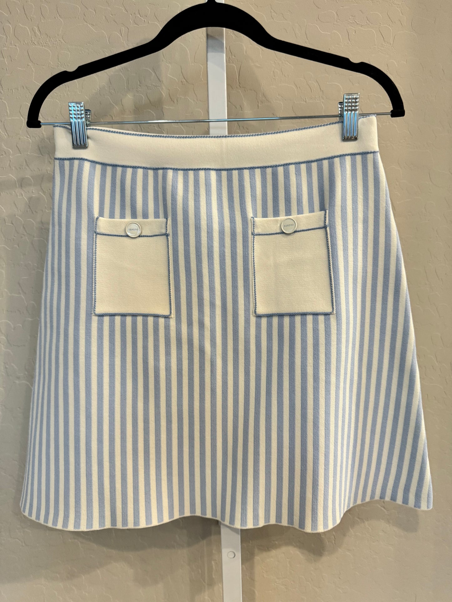 SANDRO Aussna Mini Skirt Blue/White (New) Size: 40/US 8