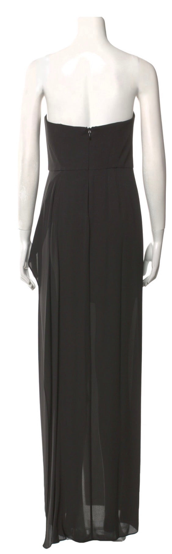 Halston Heritage Black Strapless Ruffle Gown Size: 12 (New)