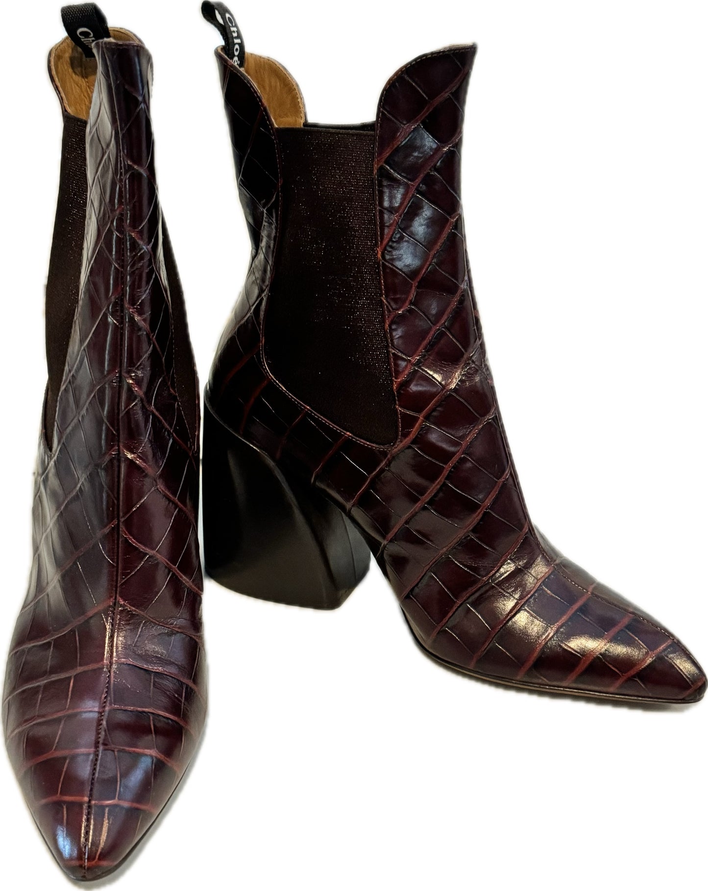 CHLOE Crocodile Embossed Boots (New) Size: 40