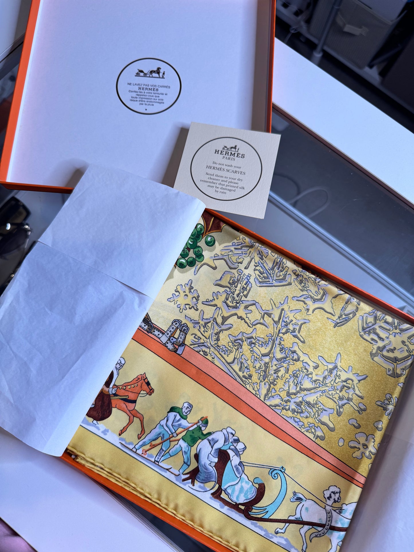 HERMES Vintage "Neige d'antan" Silk Scarf (Like New)