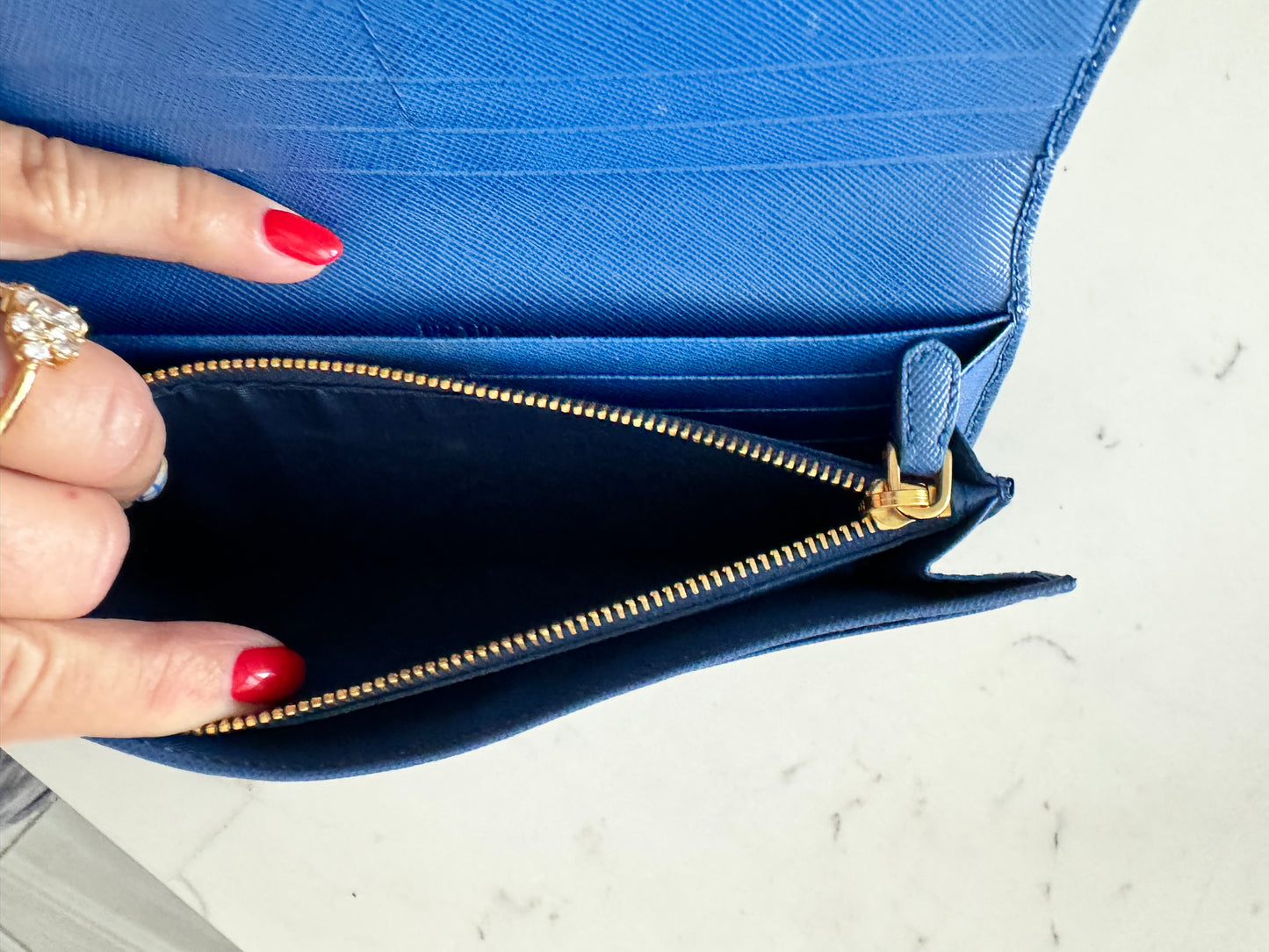 PRADA Blue Saffiano Bow Wallet (New Full Set)