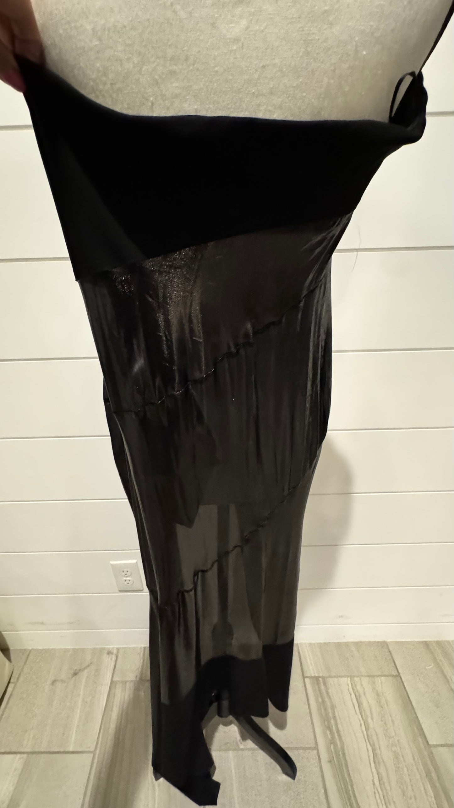 MUGLER Lacquered Asymmetric Strapless Silk NWT Blend Gown Size: 44 NWT