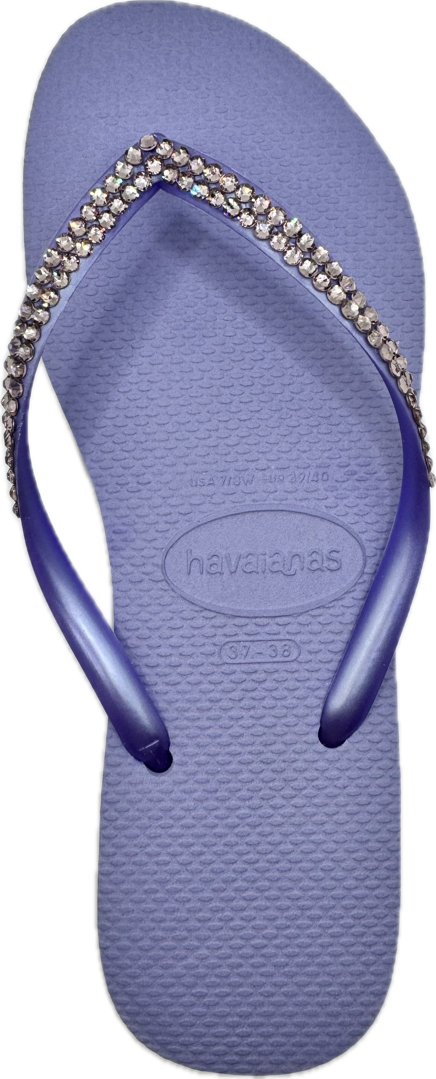 Slim Lavender Flip Flops | Light Amethyst Crystals