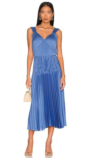 vince pleated dress Hand-Smocked Pleated Satin Dress in Vince Products Women