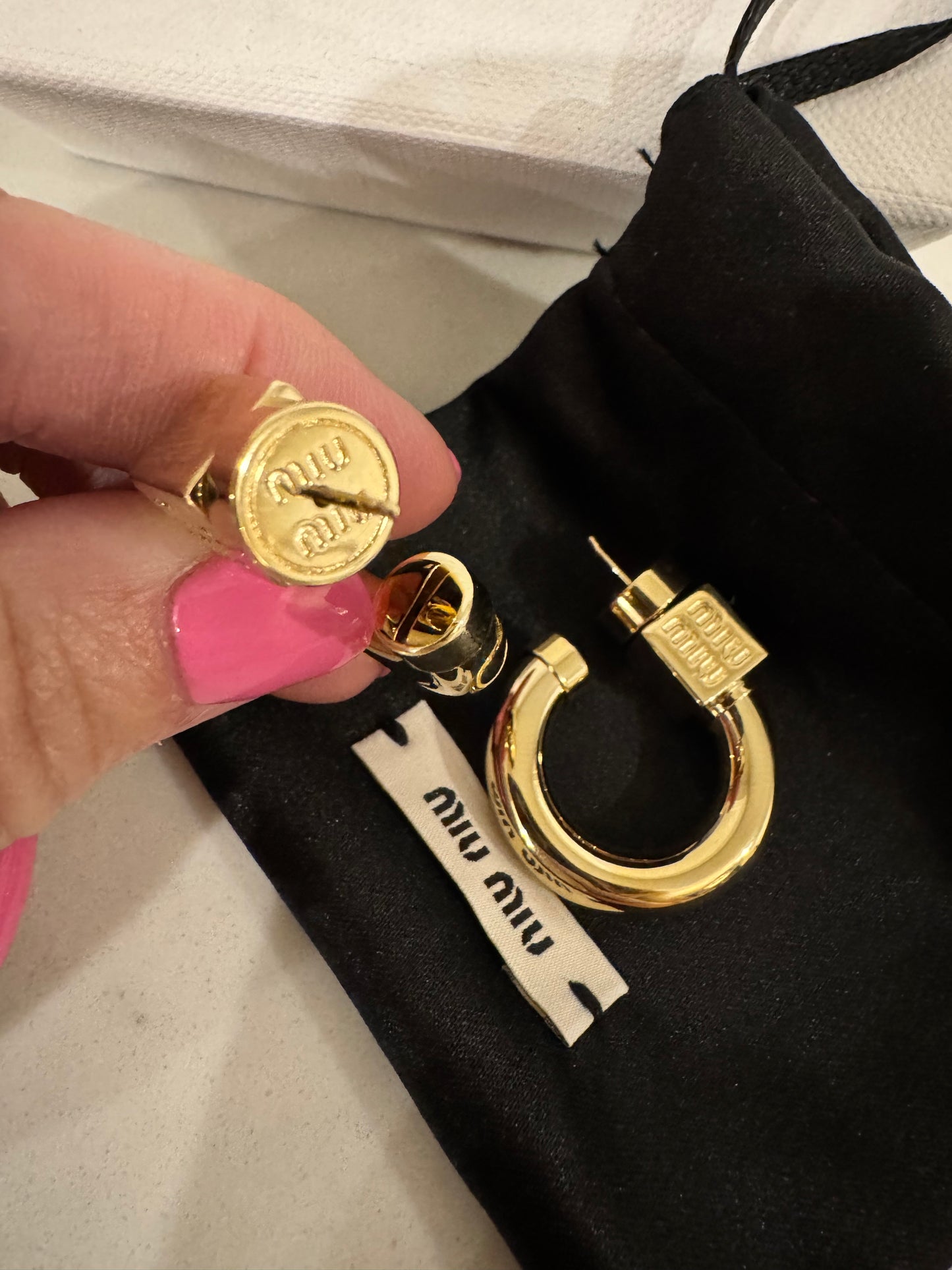 MIU MIU Gold-tone metal polished finish hoops
