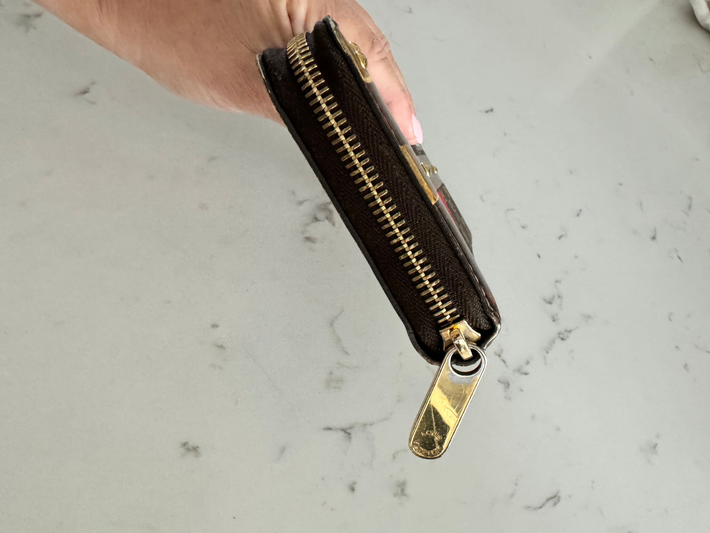 LOUIS VUITTON Time Trunk Damier Ebene Zippy Wallet Gold Hardware...SUPER RARE! (Pre-Loved)