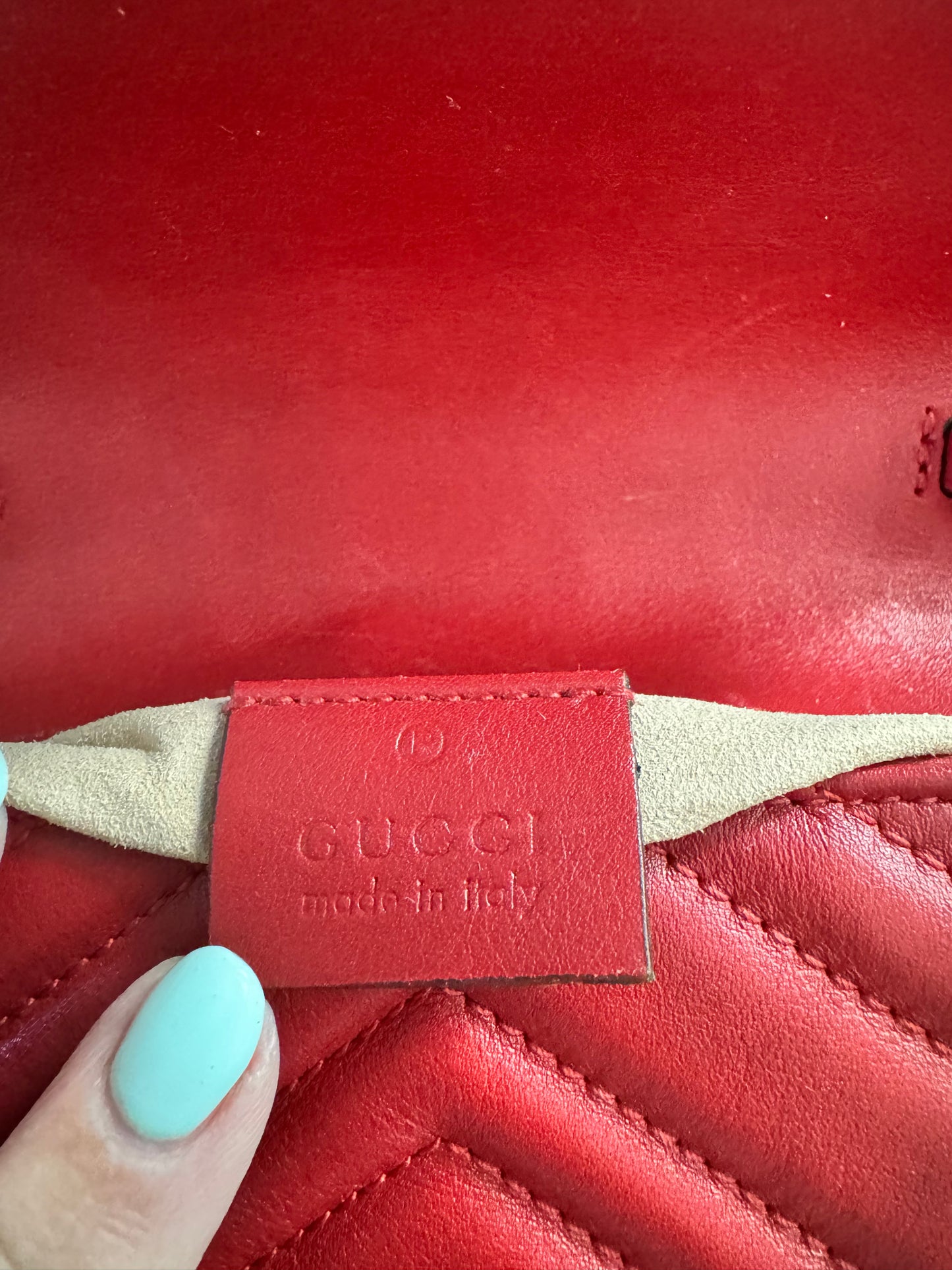 GUCCI Red Super Mini Marmont Matelasse Shoulder Bag with Brushed Gold Hardware (Pre-Loved)