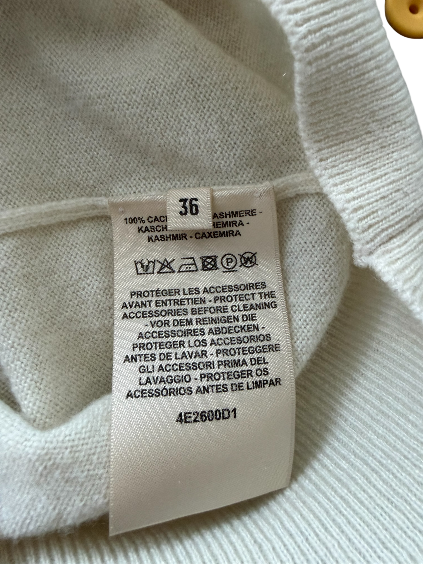 Hermès Paris 100% Cashmere Short Sleeve Sweater Top Ivory Size 36 | Luxury Designer Knit