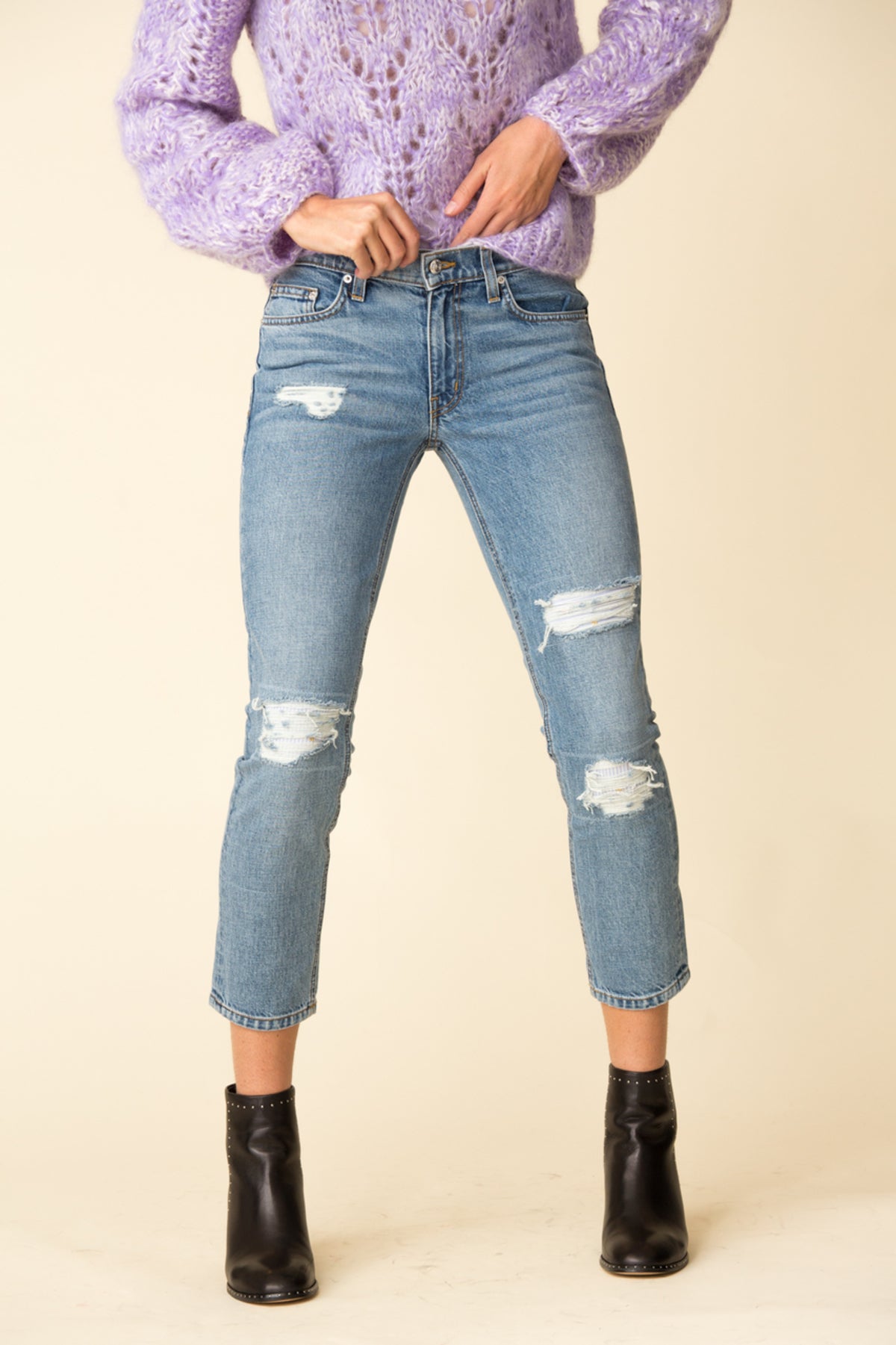 DEREK LAM 10 CROSBY Mila Mid-Rise Girlfriend Distressed Jean (New) Size: 27