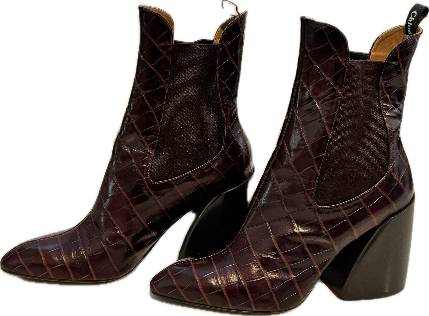 CHLOE Crocodile Embossed Boots (New) Size: 40