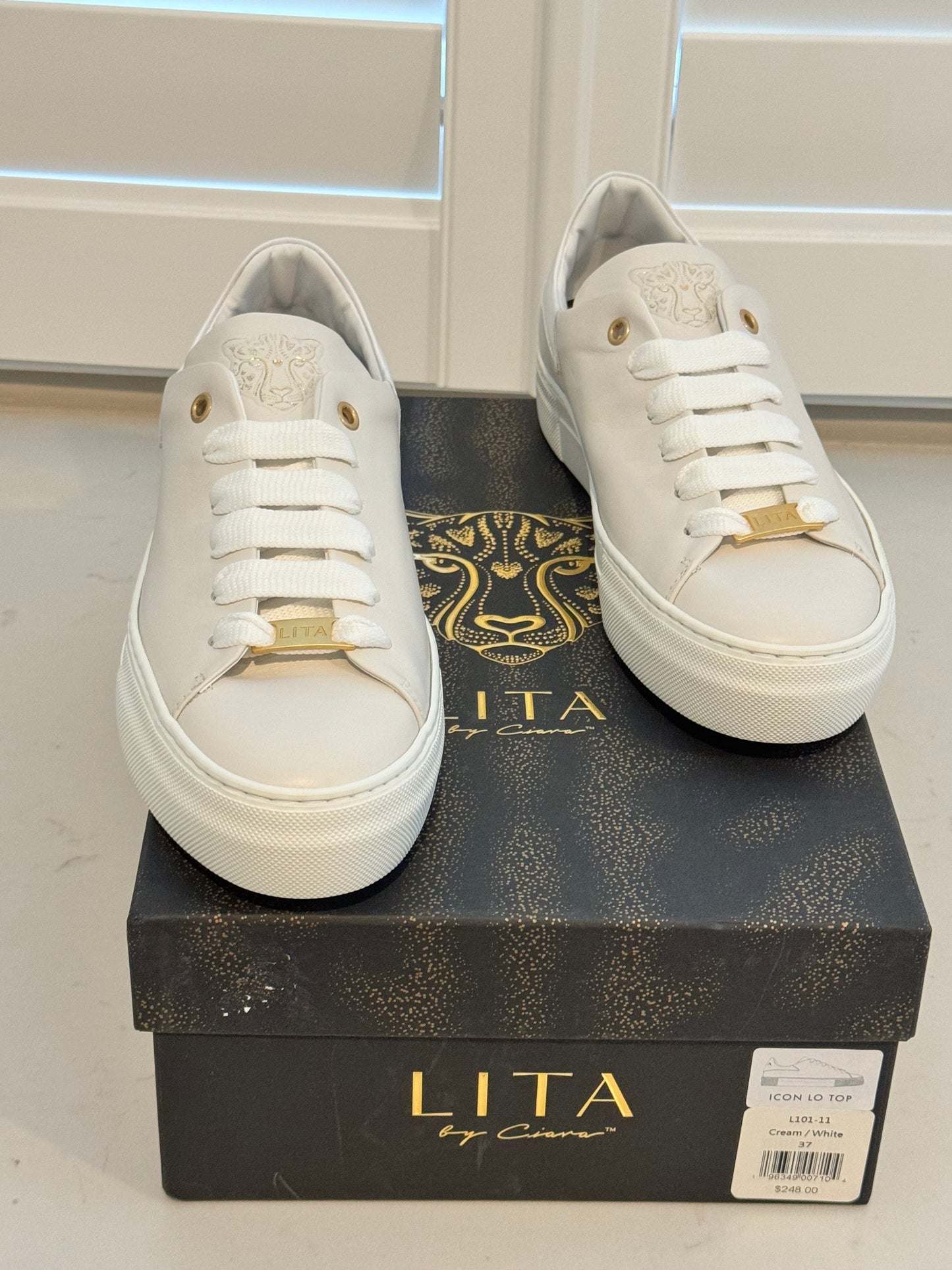 LITA Women's ICON Low Top Leather White/ Cream Sneaker (New) Size: 37/US 7