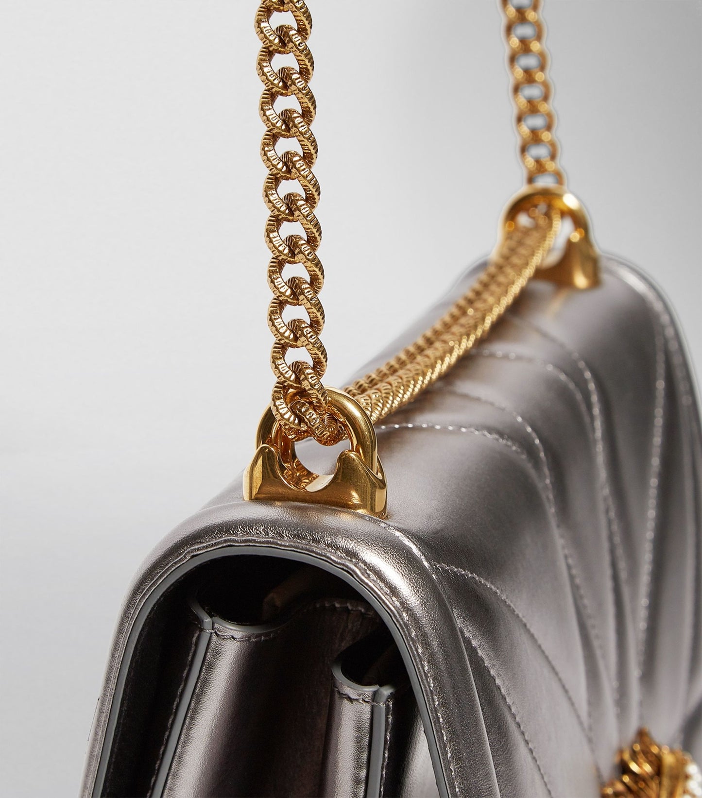 DOLCE & GABBANA Medium Devotion Cross-Body Bag in Metallic Grey (New Full Set)