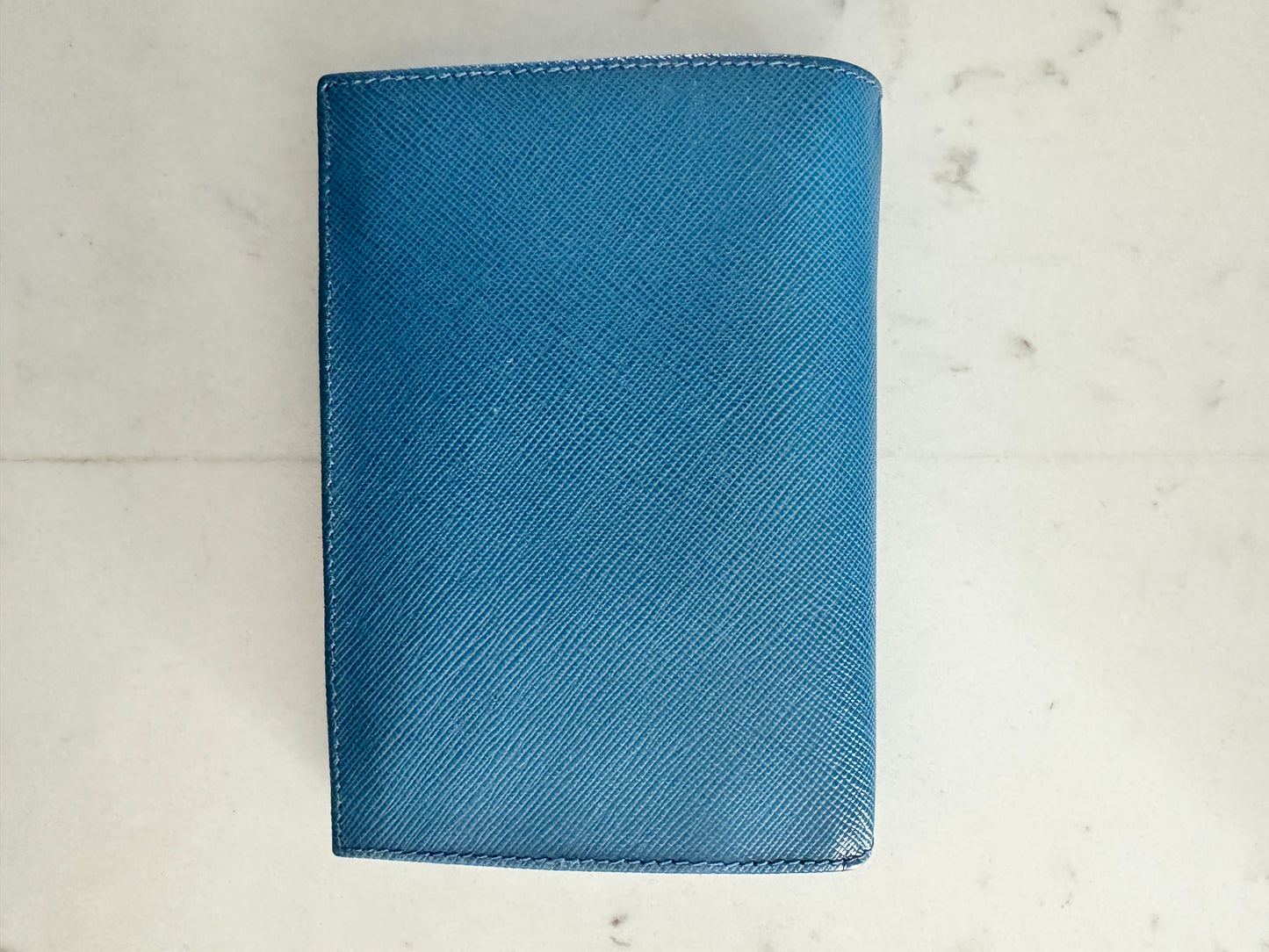 PRADA Saffiano Blue Bifold Wallet (New Full Set)