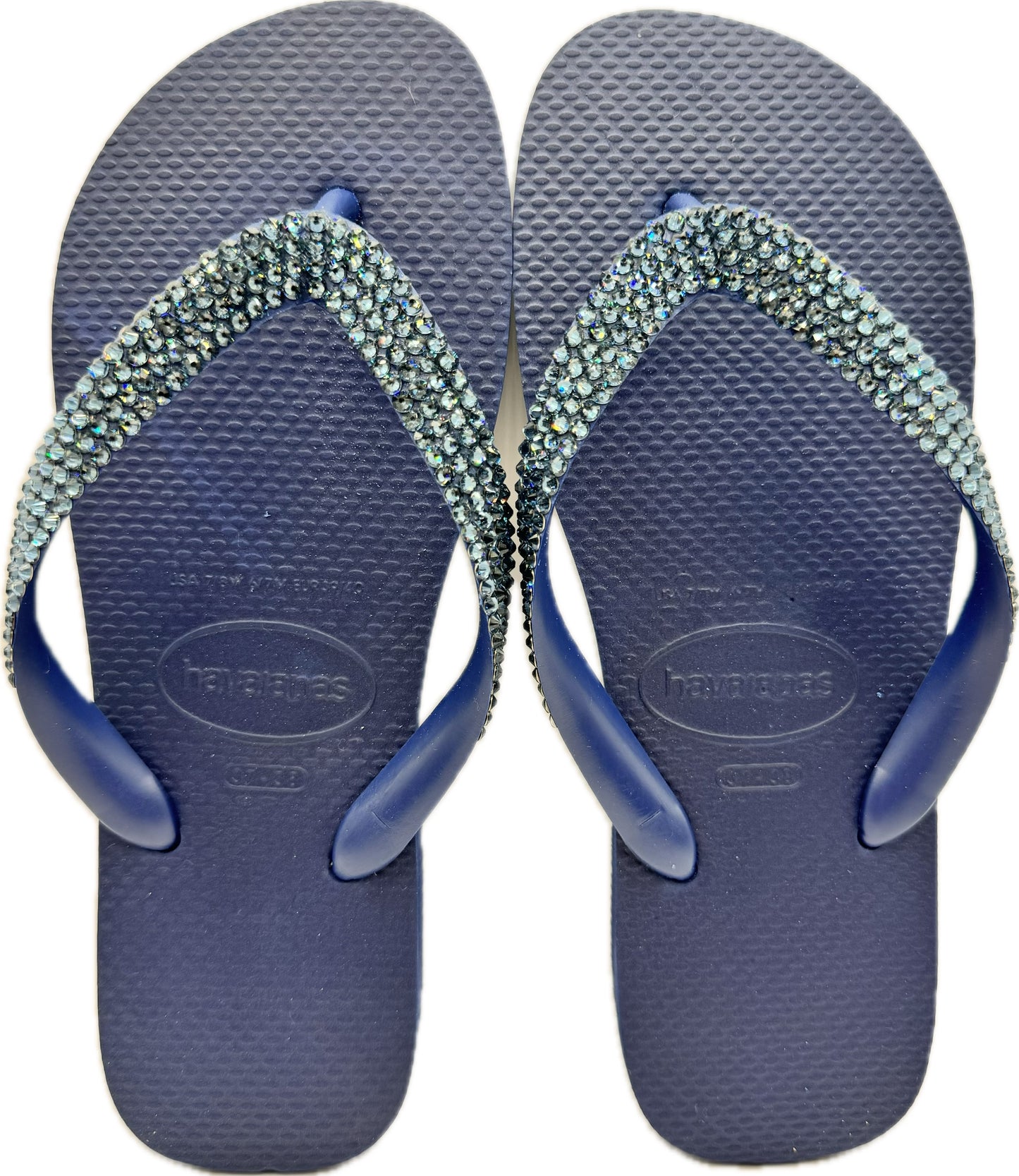 Top Navy Flip Flops | Denim Crystals