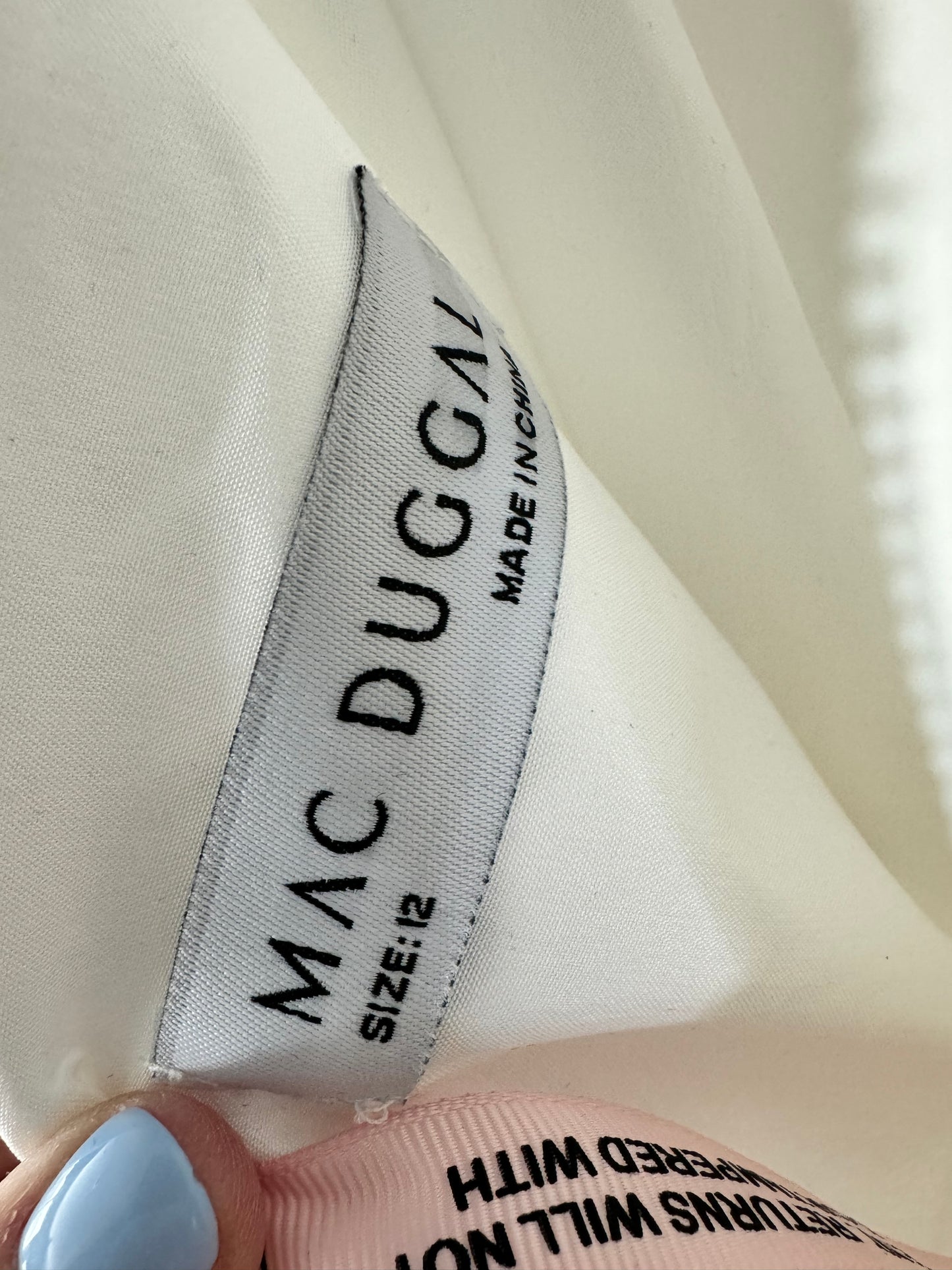 MAC DUGGAL Classic White A-Line V-Neck Ballgown (New) Size: 12