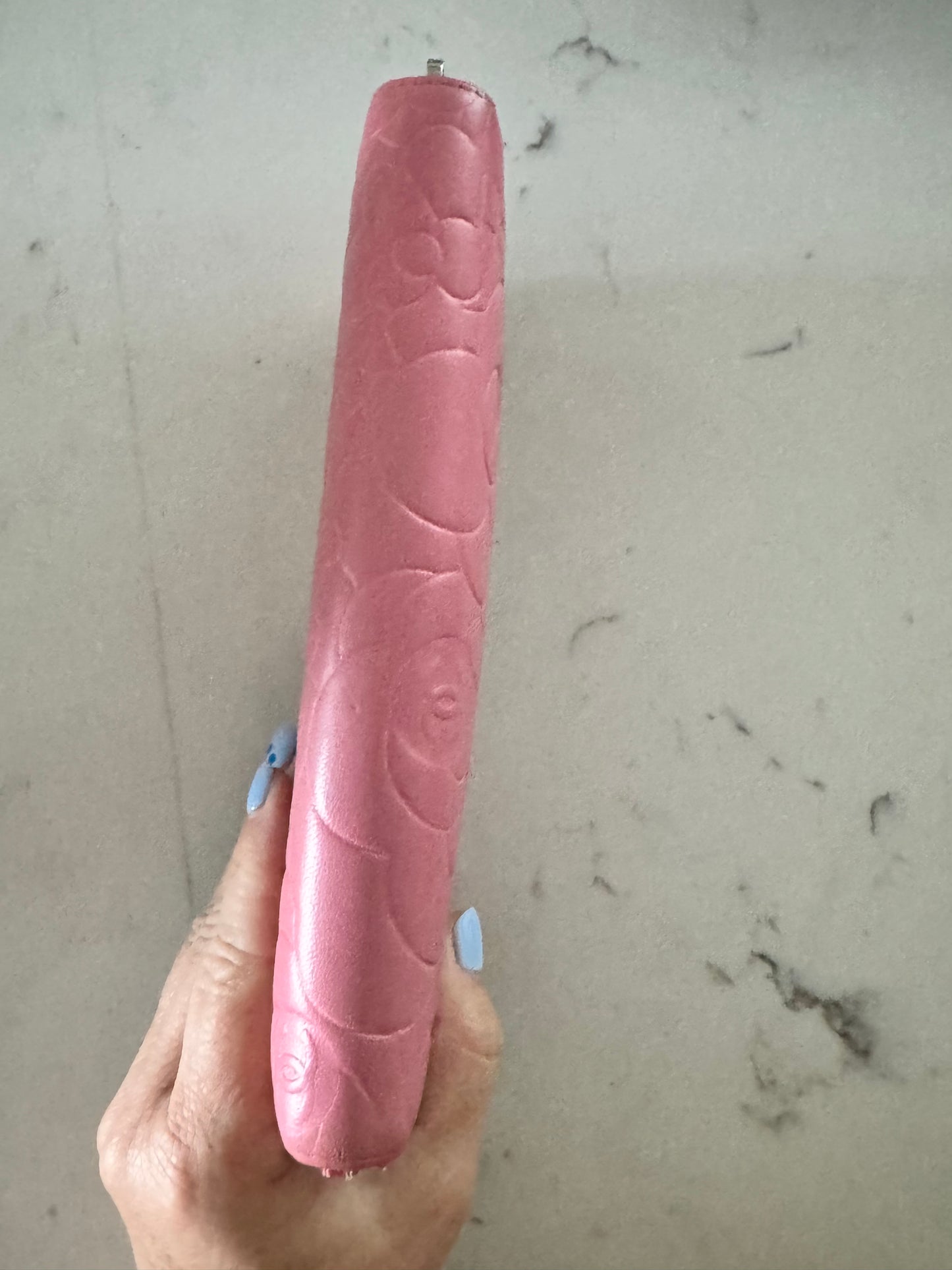 CHANEL Pink Lambskin Zip Around Camelia Wallet