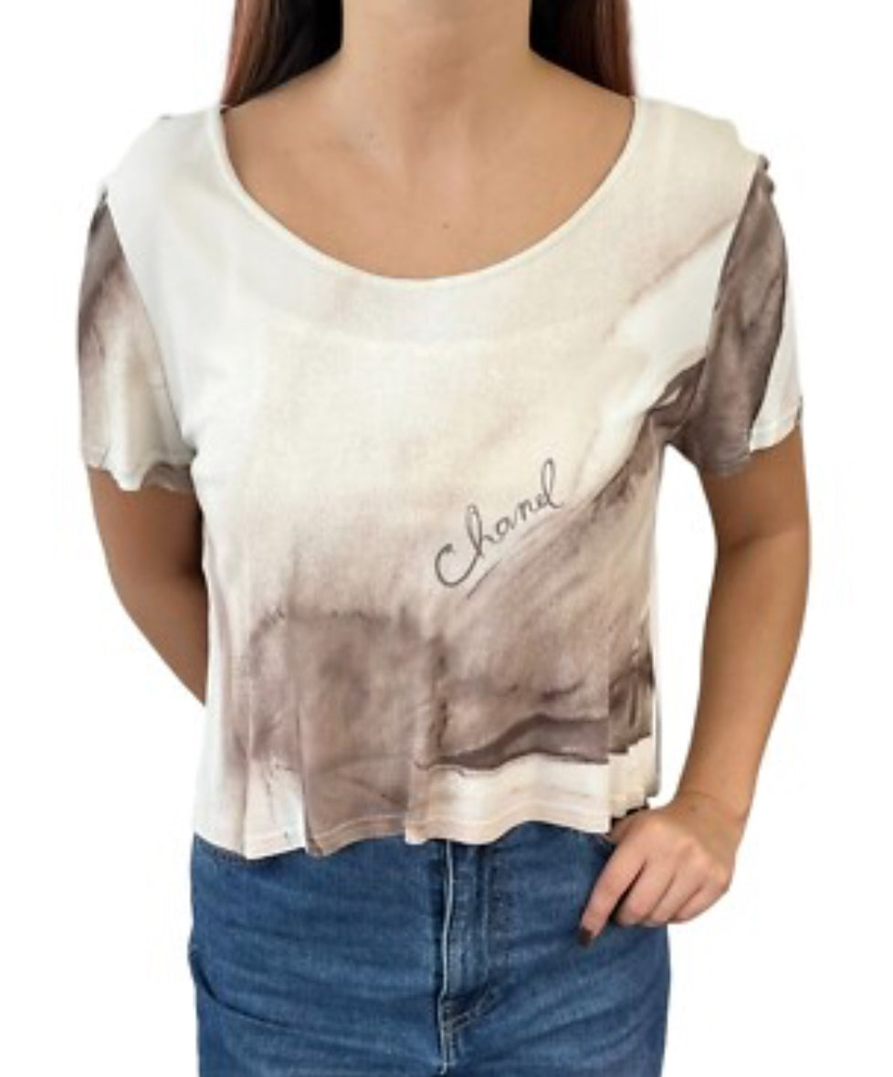 CHANEL Cream & Tan Shirt Sleeve