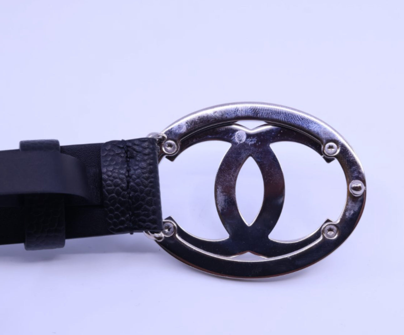 CHANEL Black Caviar CC Logo Belt