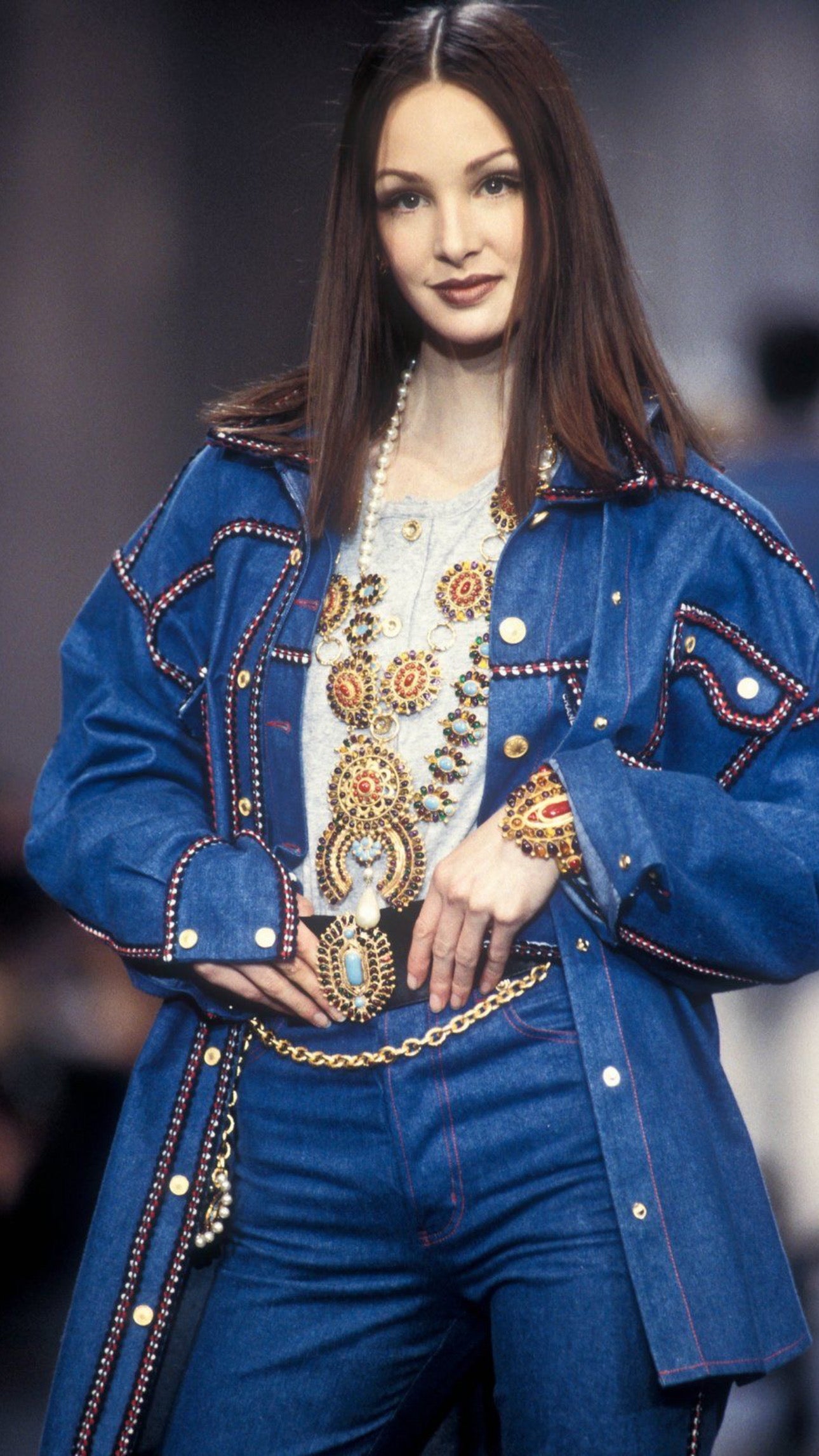 CHANEL Iconic Vintage Early 90’s Denim Shirt Size: 42