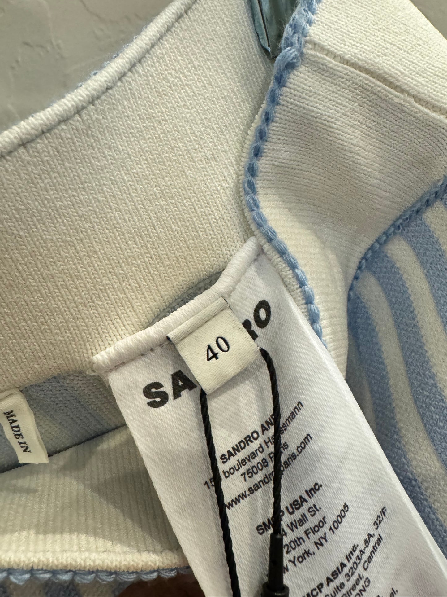 SANDRO Aussna Mini Skirt Blue/White (New) Size: 40/US 8