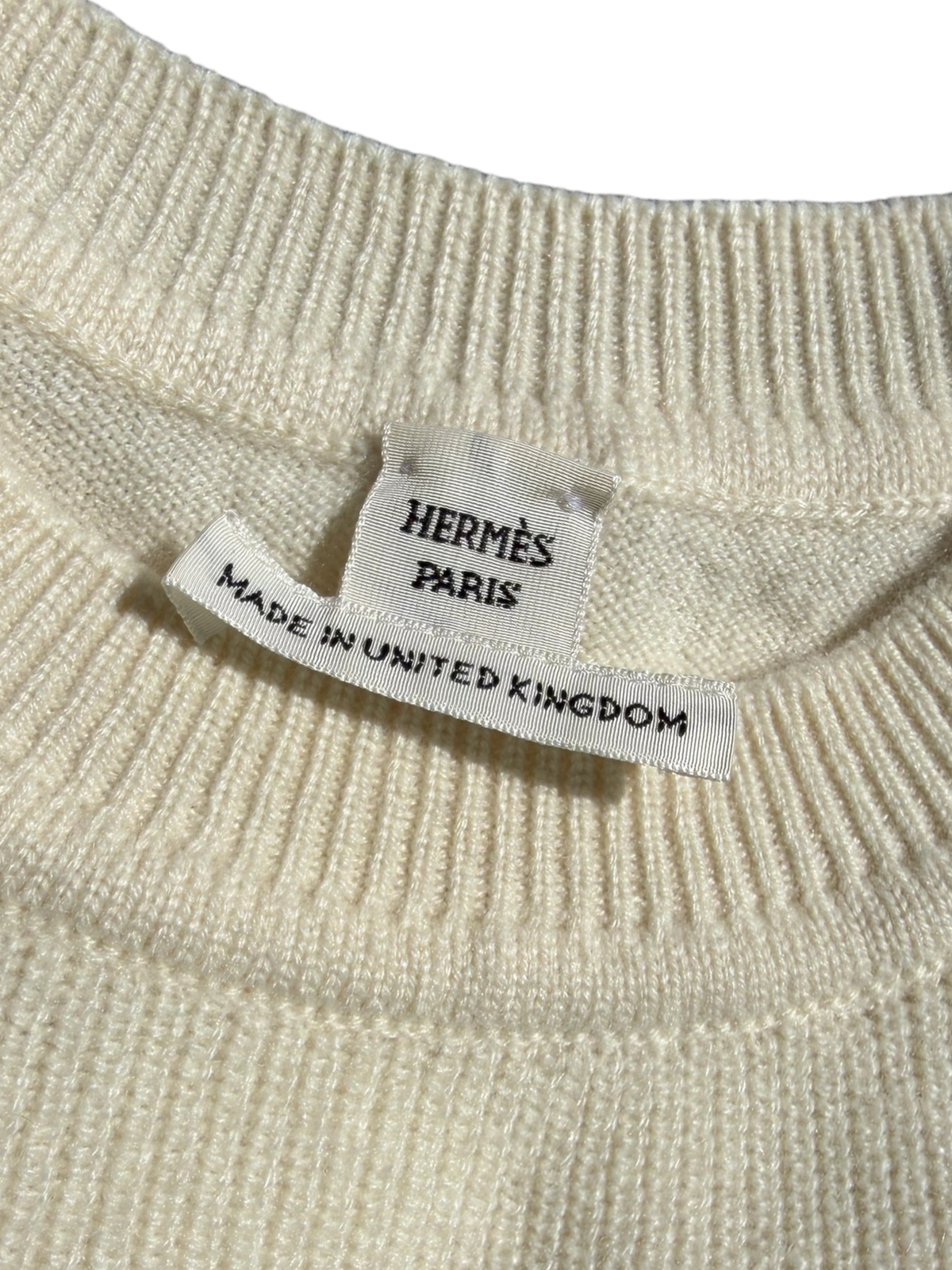 Hermès Cream Cashmere Short Sleeve Sweater – Size 36 / US 4 – COA Included