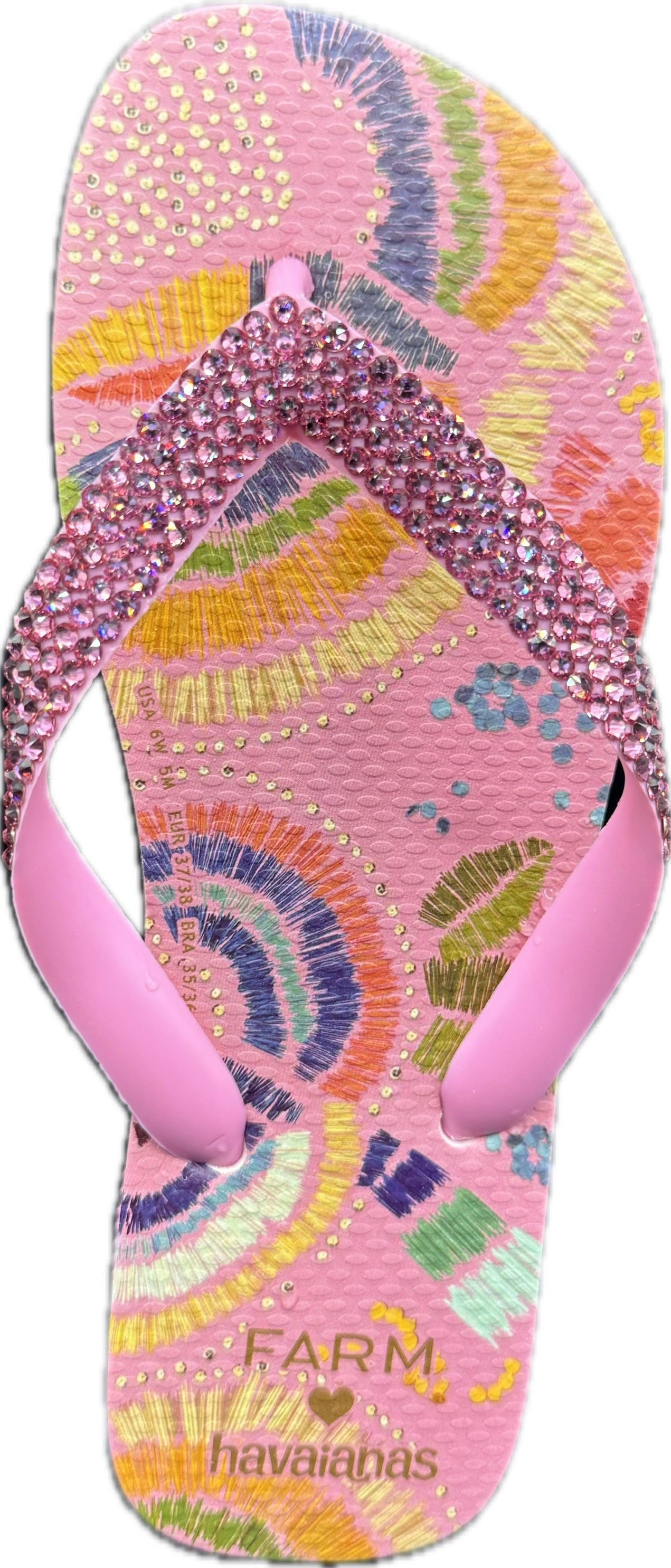 Top Farm Rio Pink Birds Flip Flops | Rose Crystals