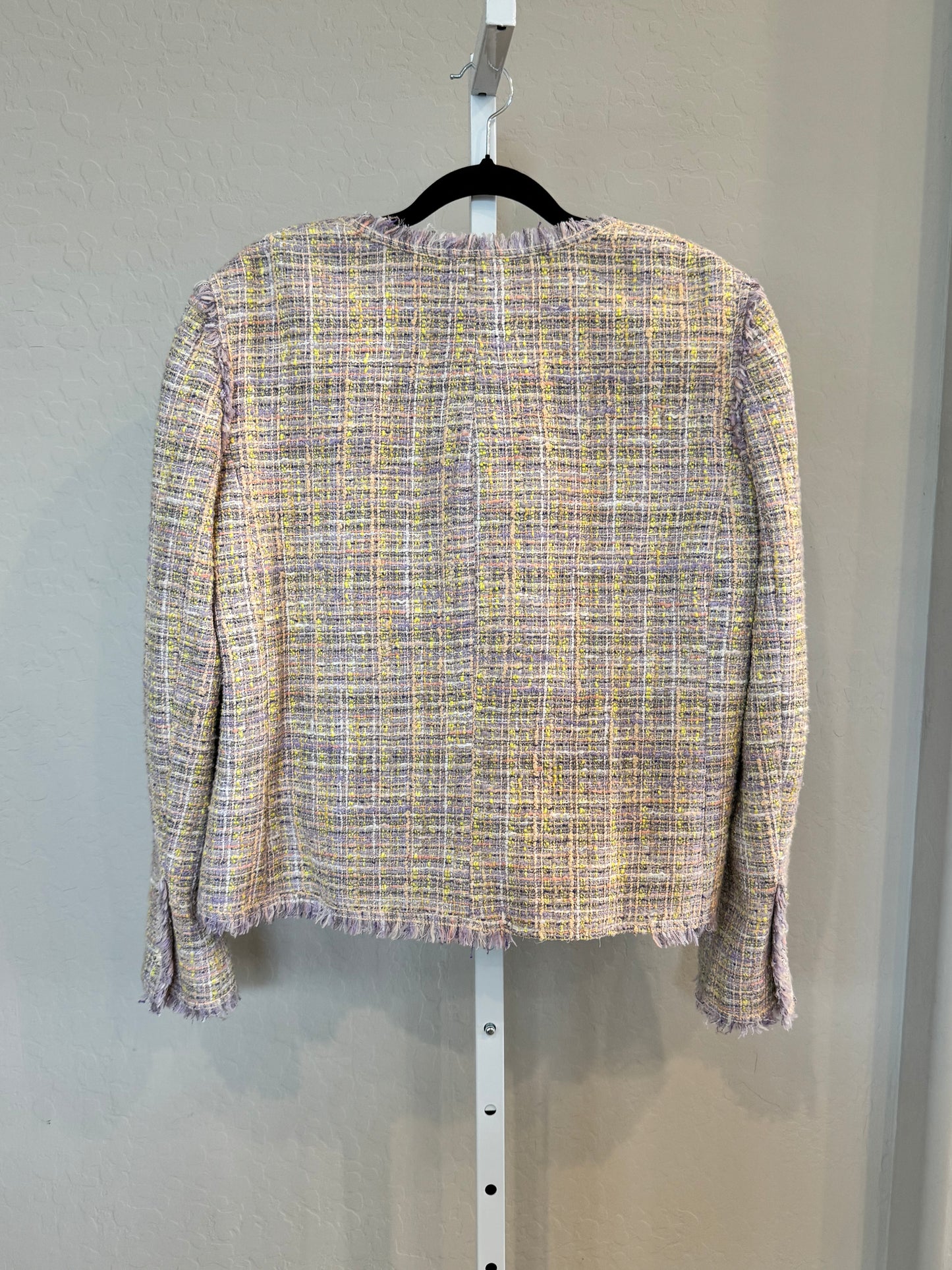 CHANEL 2004 TWEED Pastel Jacket w/ Lavendar Fringe Size: 46