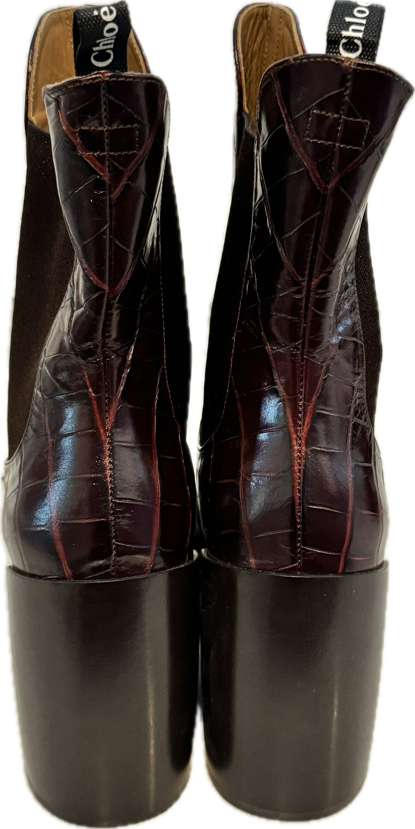 CHLOE Crocodile Embossed Boots (New) Size: 40