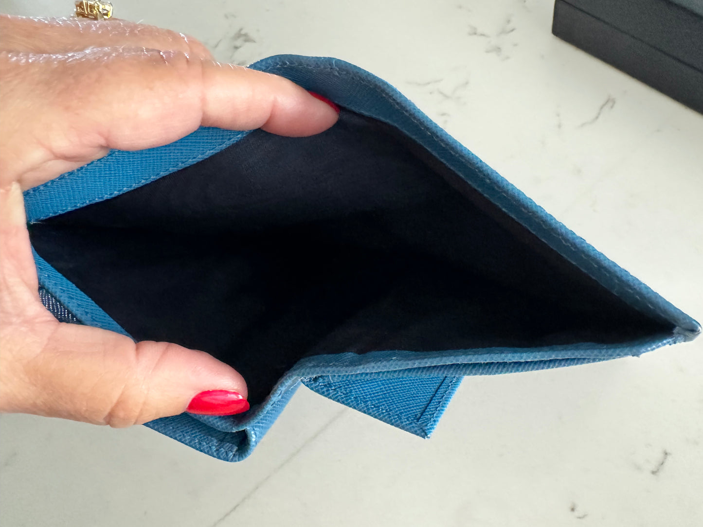 PRADA Saffiano Blue Bifold Wallet (New Full Set)