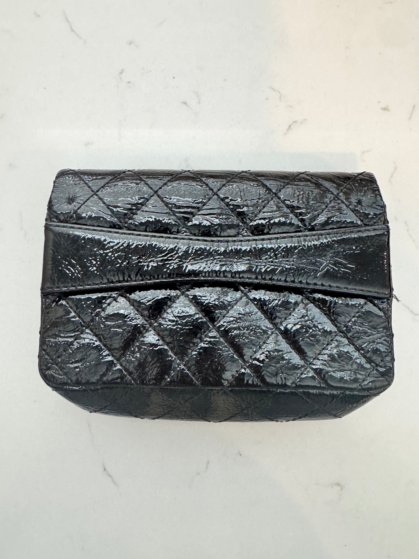 CHANEL Classic Reissue Double Flap Clutch Wallet Black Patent (Pre-Loved)