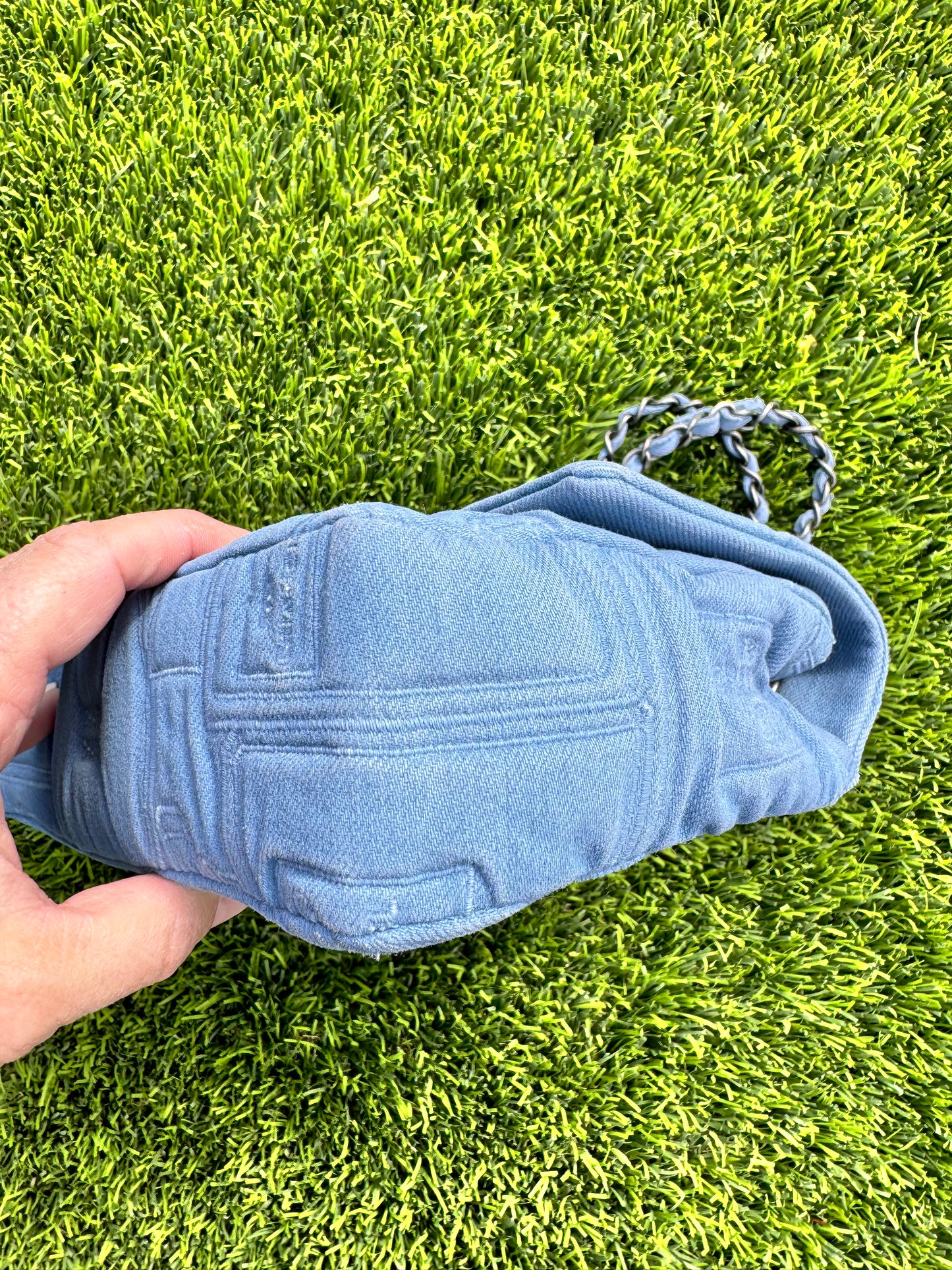 CHANEL Denim Perfume Bottle Medium Single Flap Bag