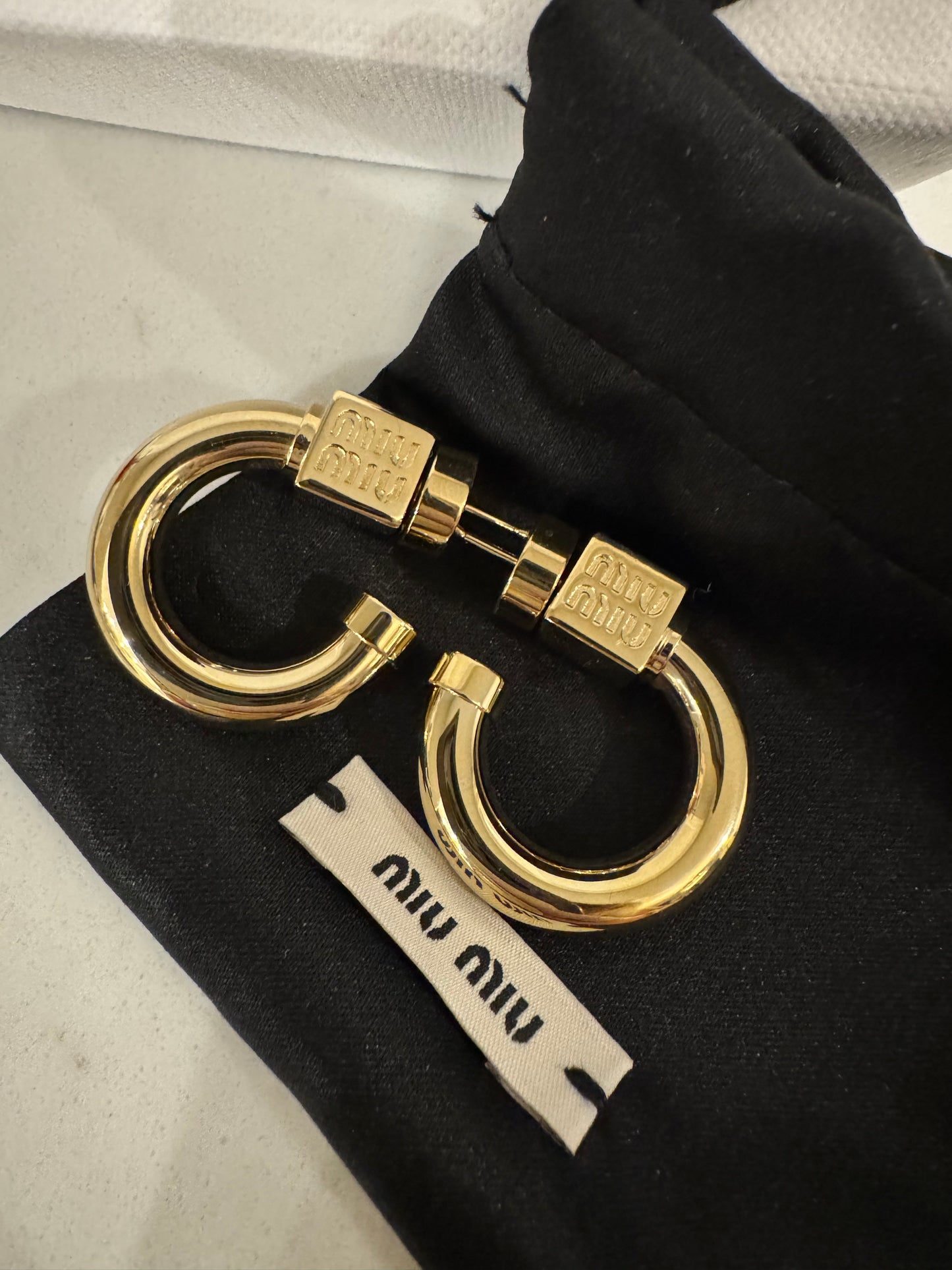MIU MIU Gold-tone metal polished finish hoops