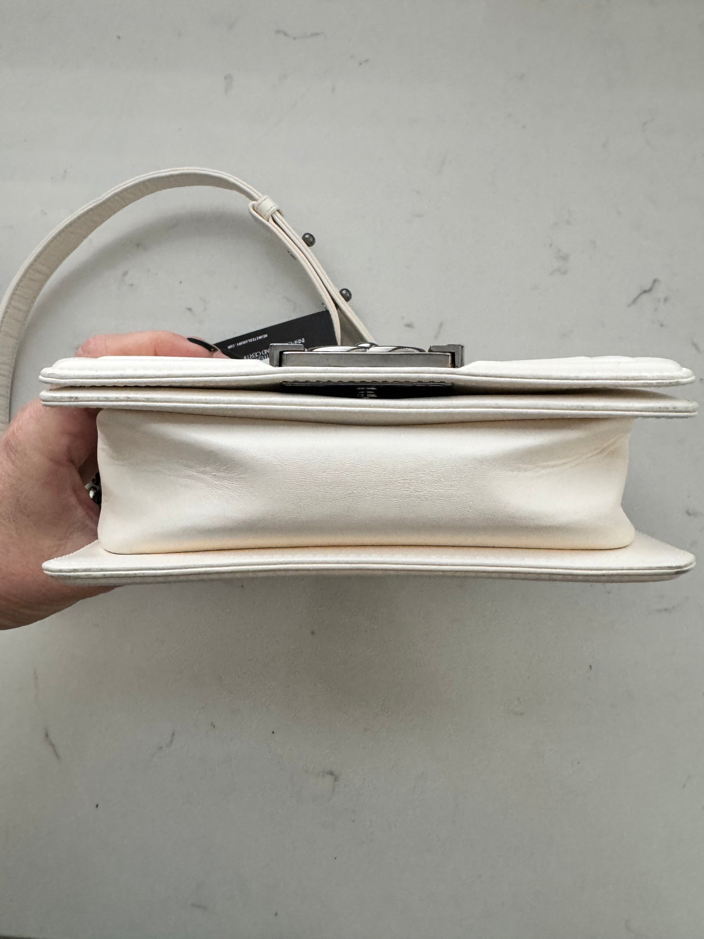 CHANEL No. 5 Graffiti White Boy Bag (Pre-Loved)