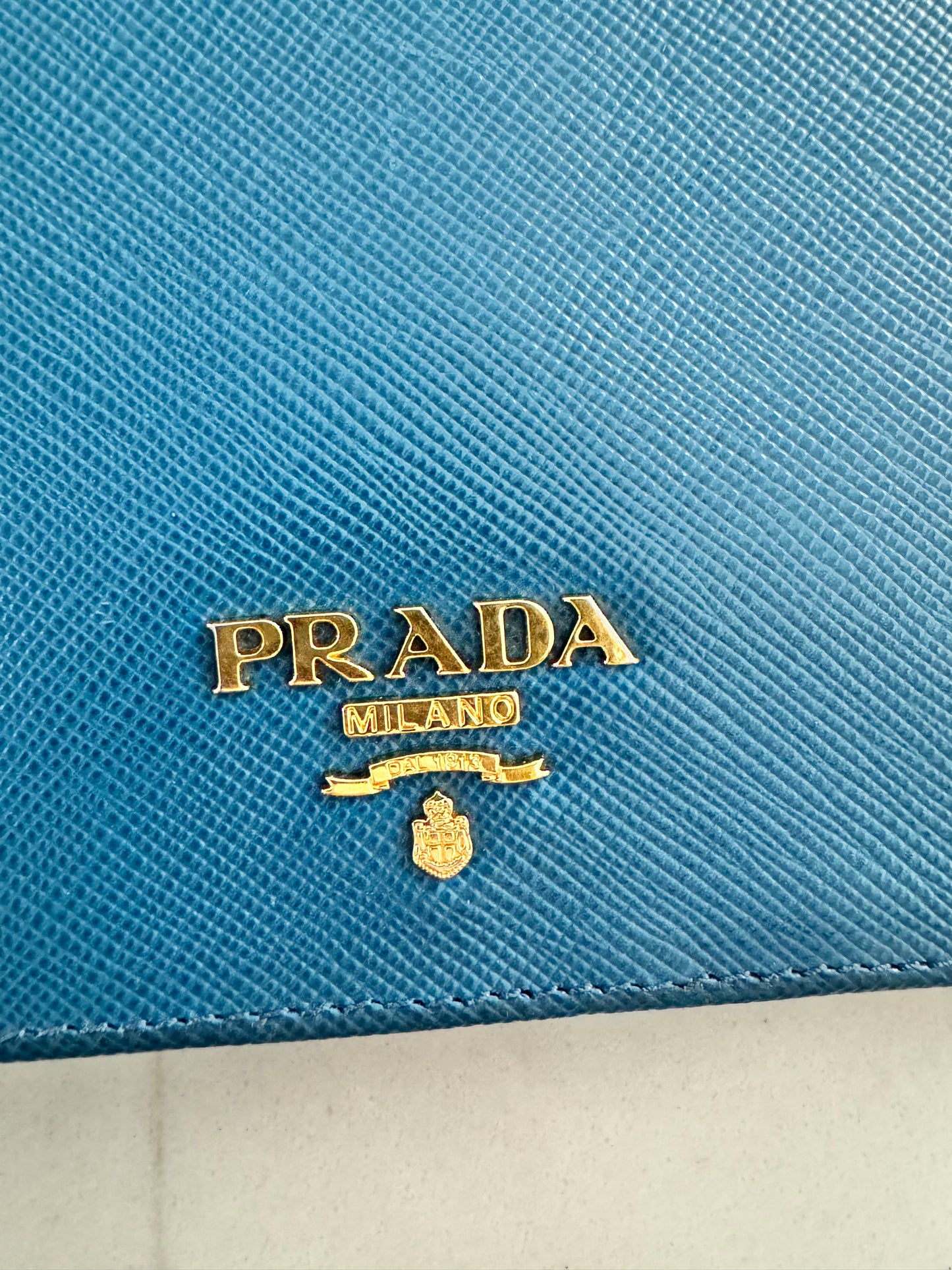 PRADA Saffiano Blue Bifold Wallet (New Full Set)