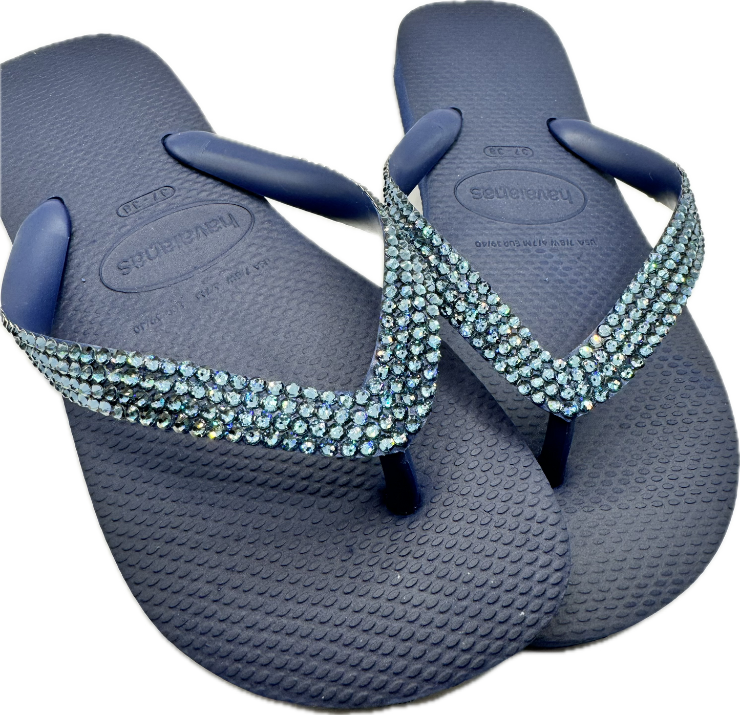 Top Navy Flip Flops | Denim Crystals